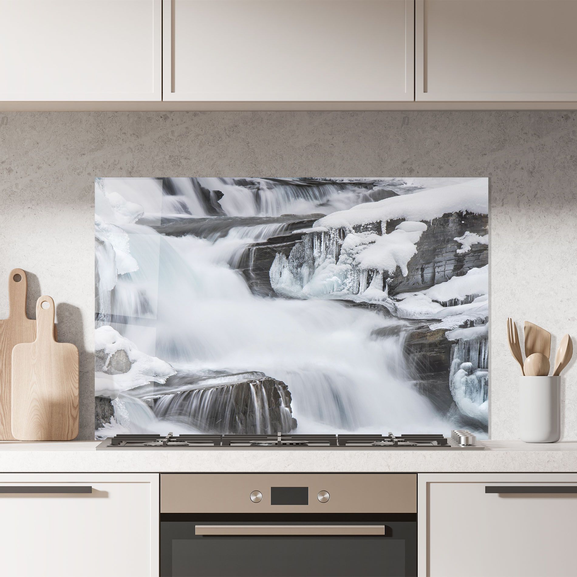 Majestic Winter Waterfall mockup 7