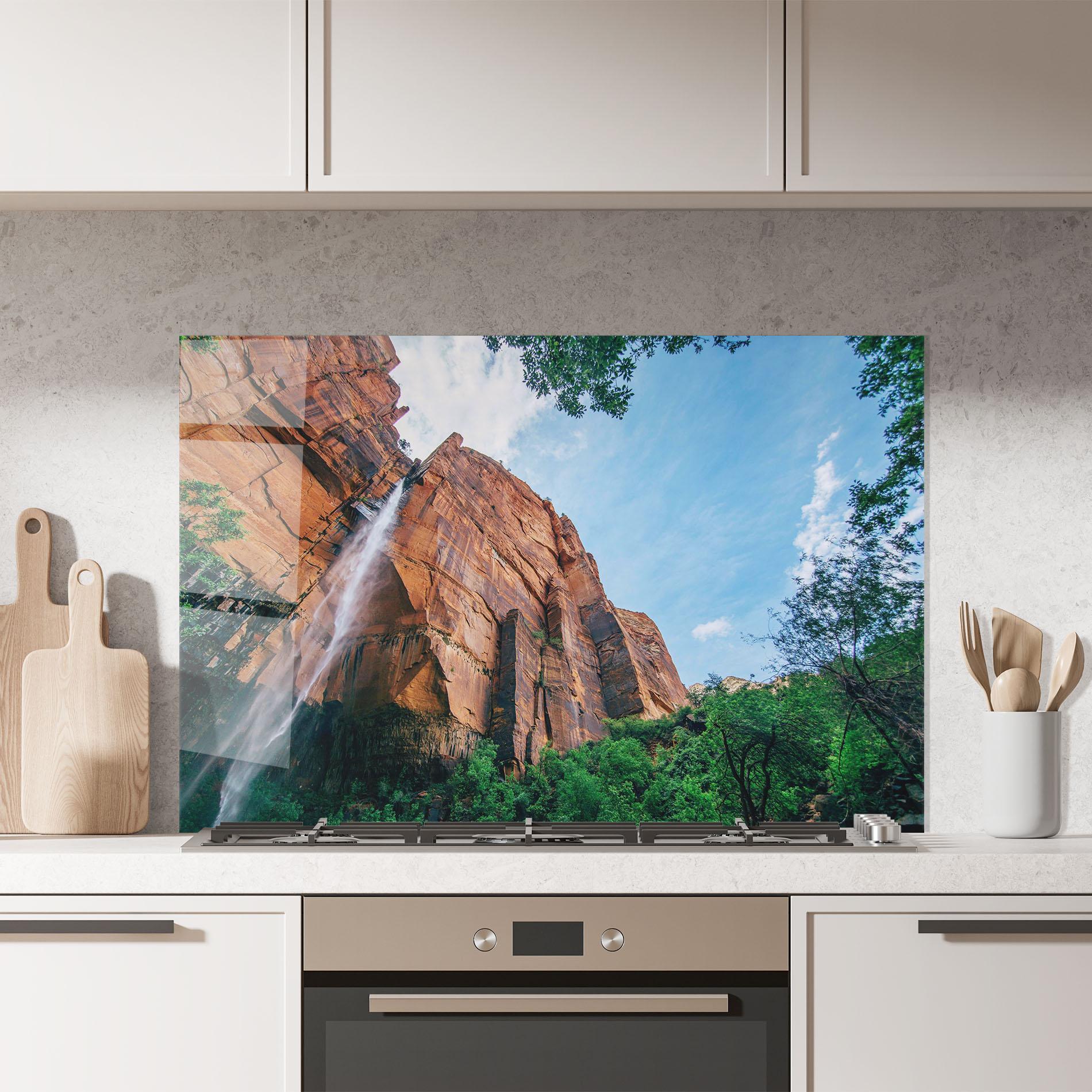 Стъклен панел за кухня Nature Pretty Waterfall mockup 7