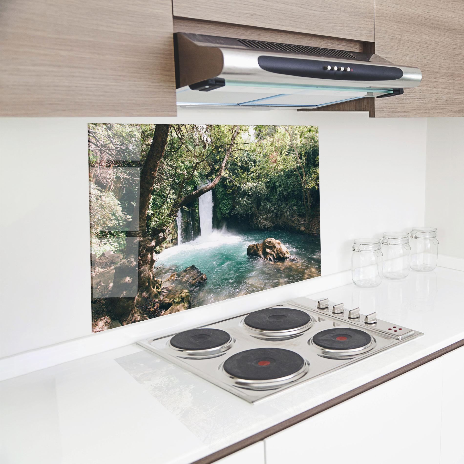 Стъклен панел за кухня Beautiful Blue Waterfall mockup 8