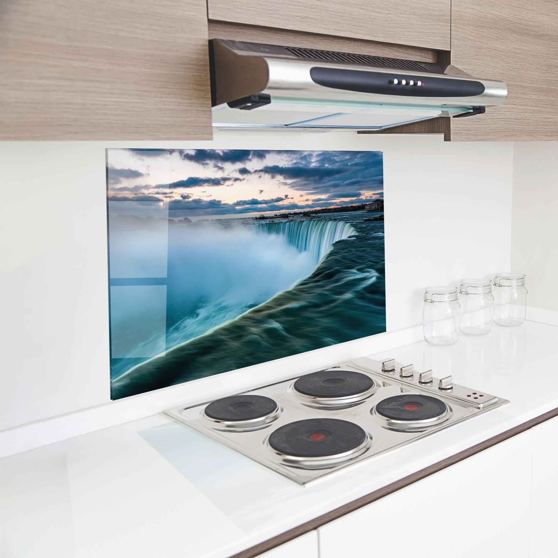 Стъклен панел за кухня Dreamy Blue Waterfall mockup 8