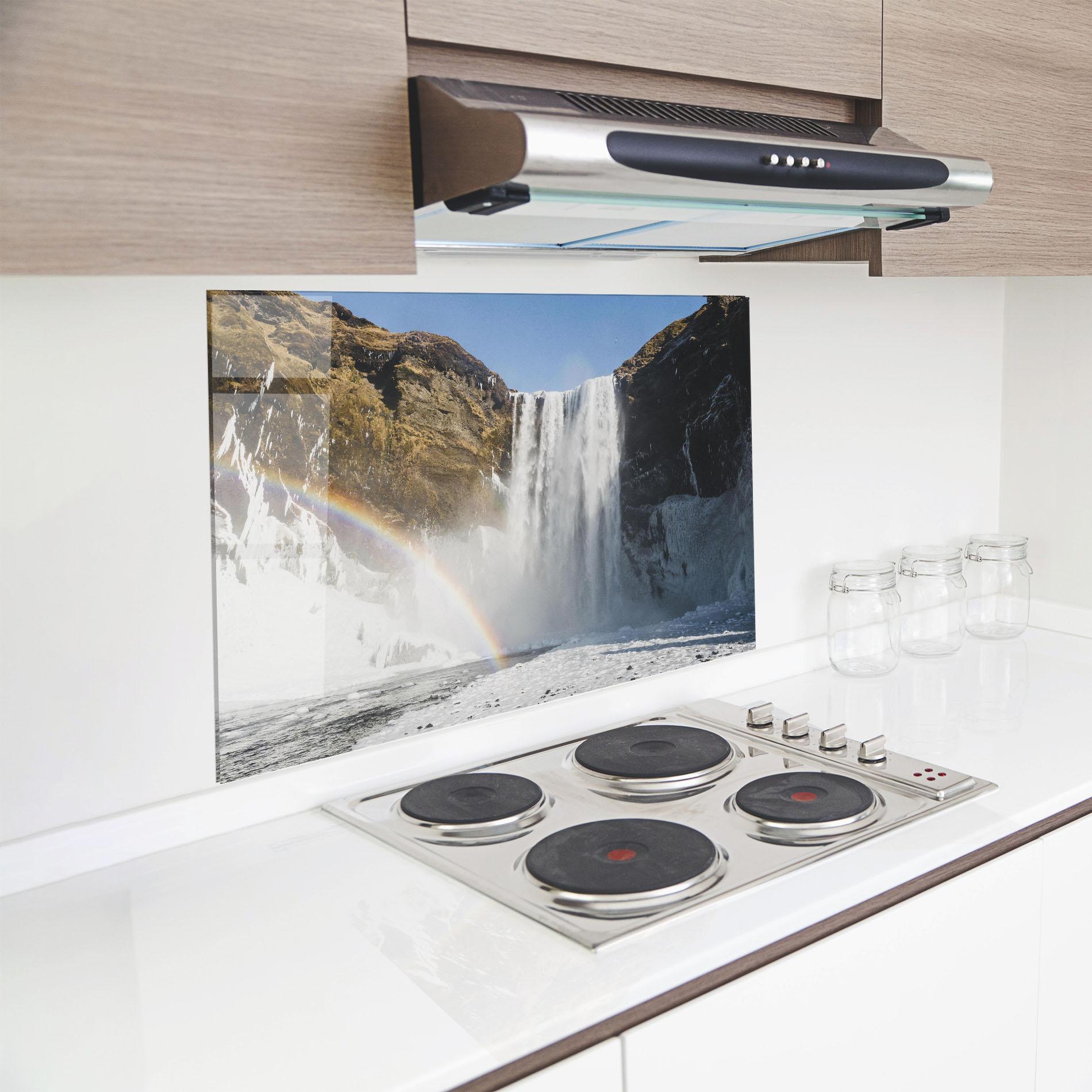 Стъклен панел за кухня Rainbow Waterfall mockup 8