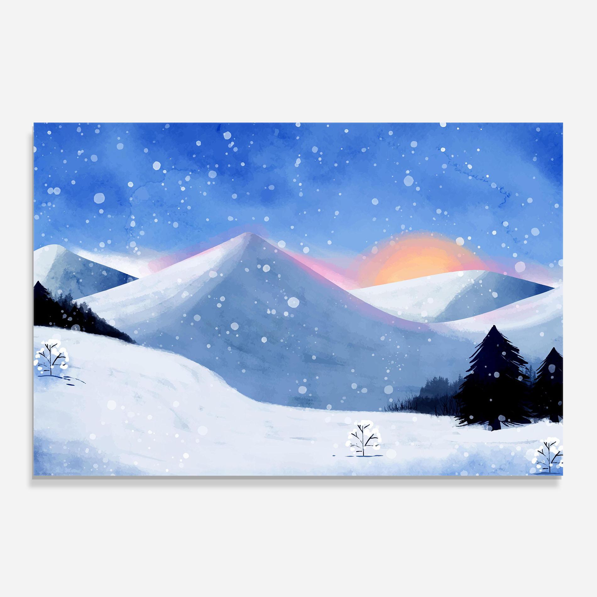 Стъклен панел за кухня Mountain Snow Art mockup 0