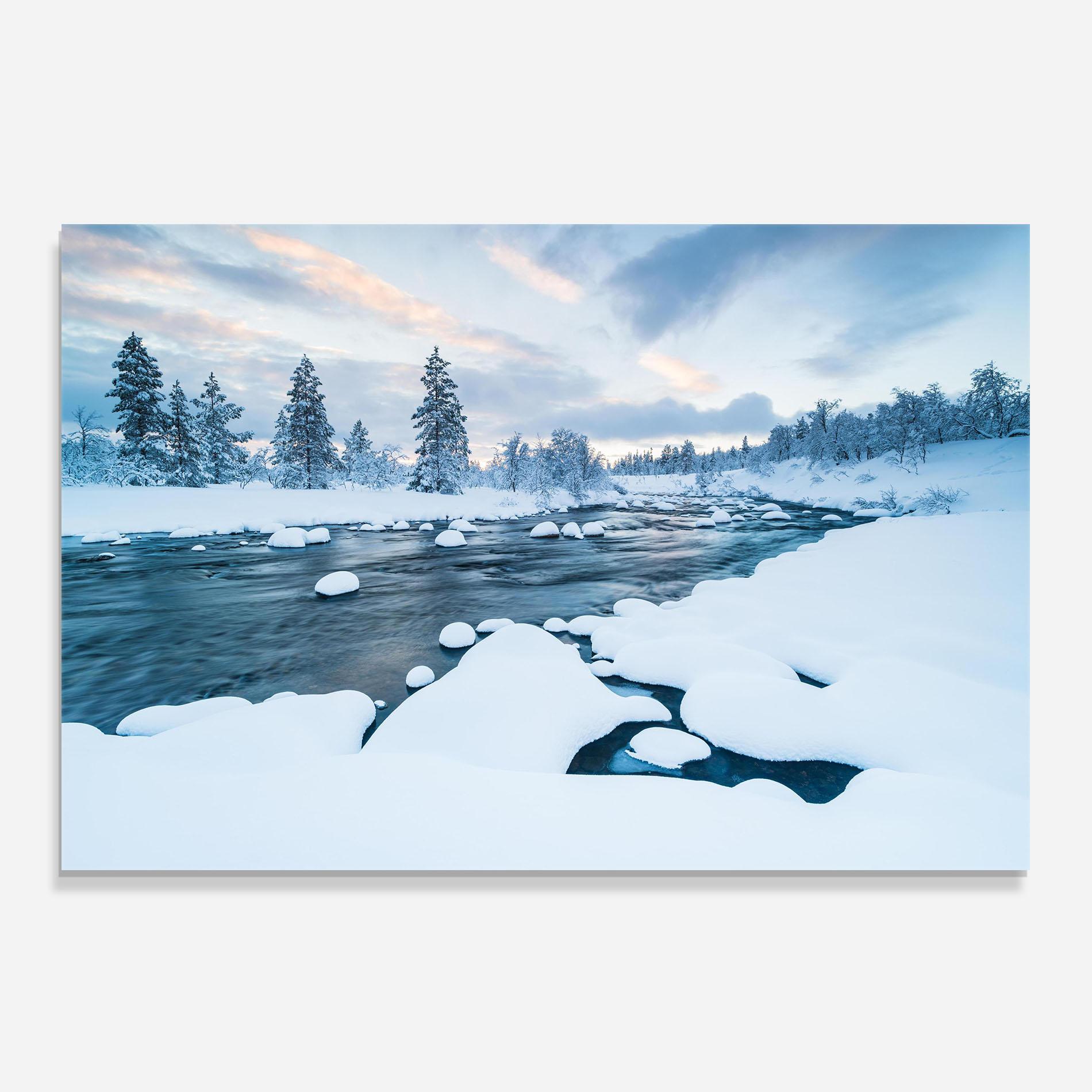 Стъклен панел за кухня Winter River mockup 0