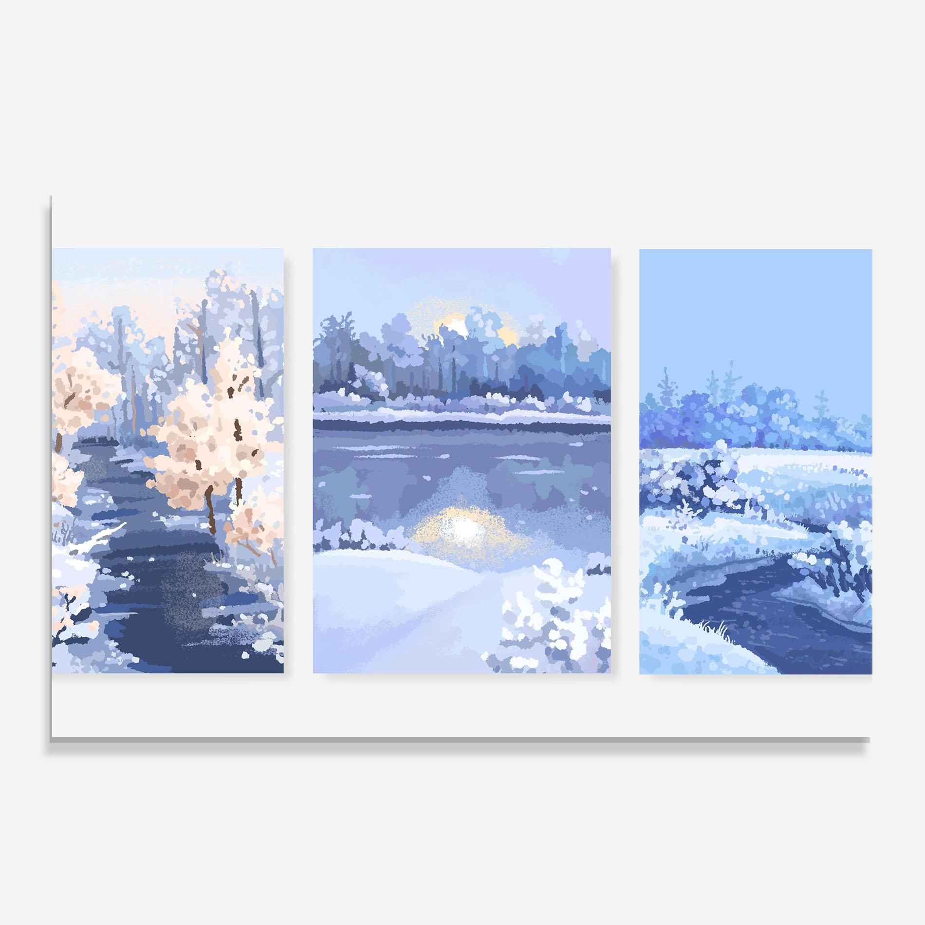 Стъклен панел за кухня Winter_landscape_with_forest_and_field_vector_illustration14 mockup 0