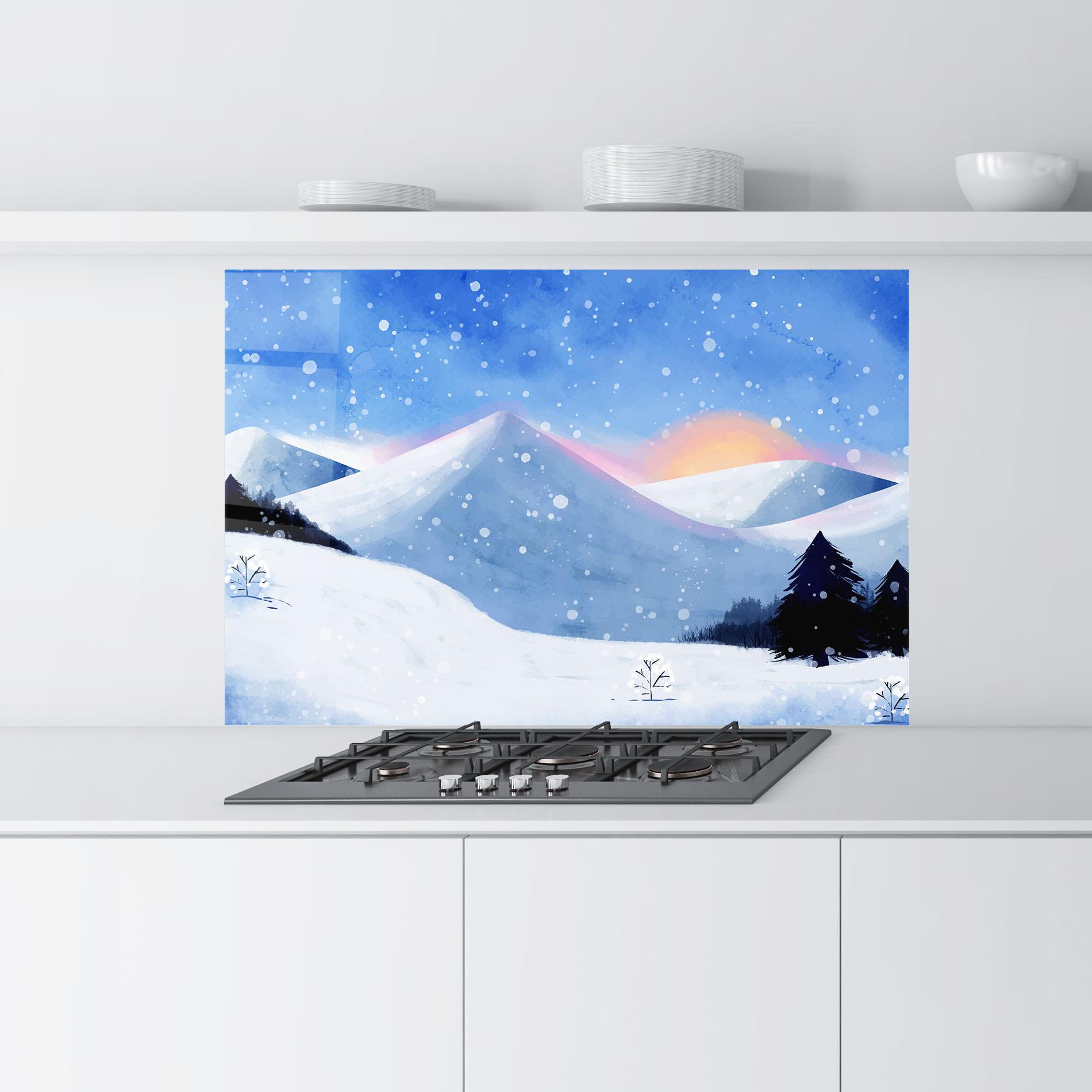 Стъклен панел за кухня Mountain Snow Art mockup 9