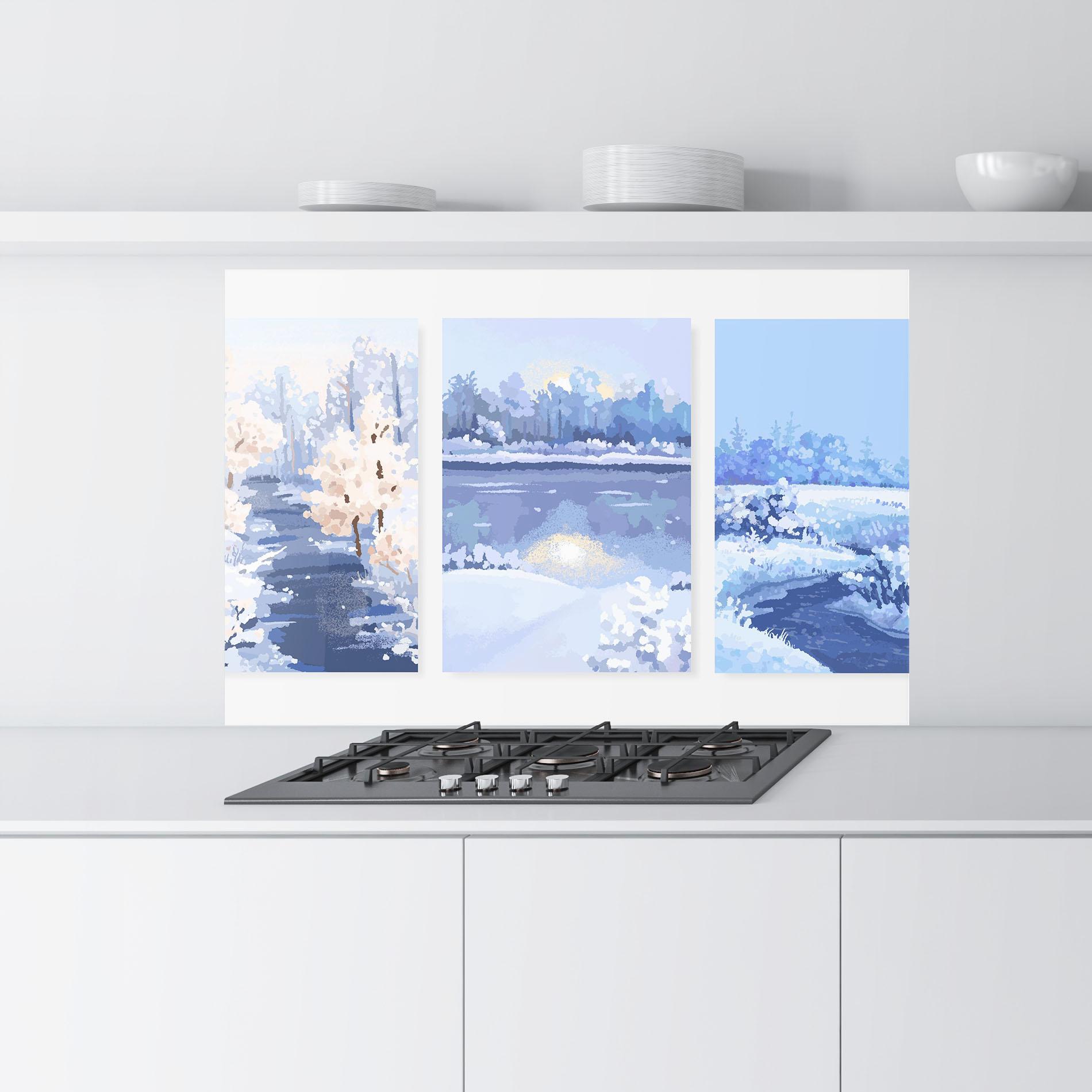 Стъклен панел за кухня Winter_landscape_with_forest_and_field_vector_illustration14 mockup 9