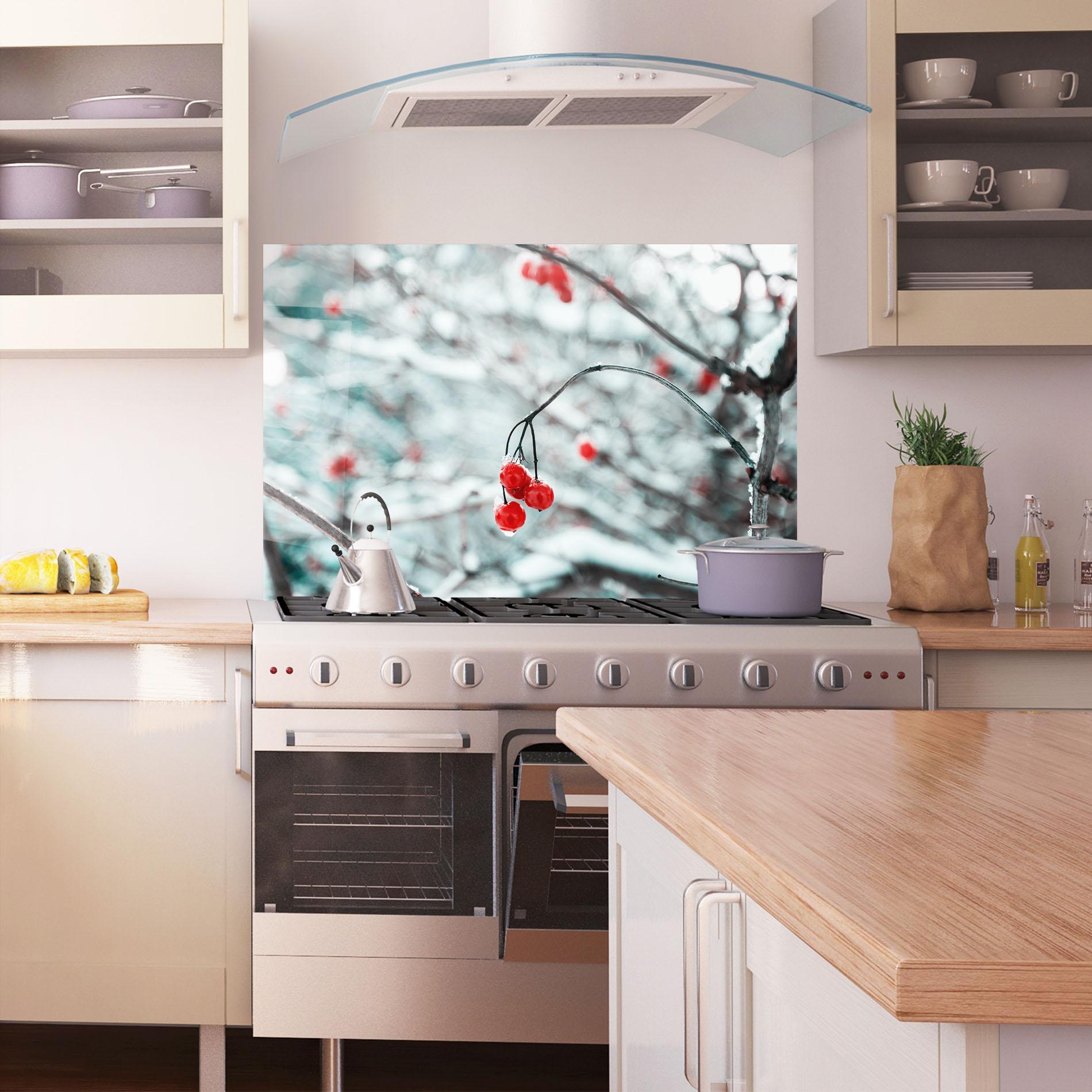 Стъклен панел за кухня Snow Red Fruits mockup 1