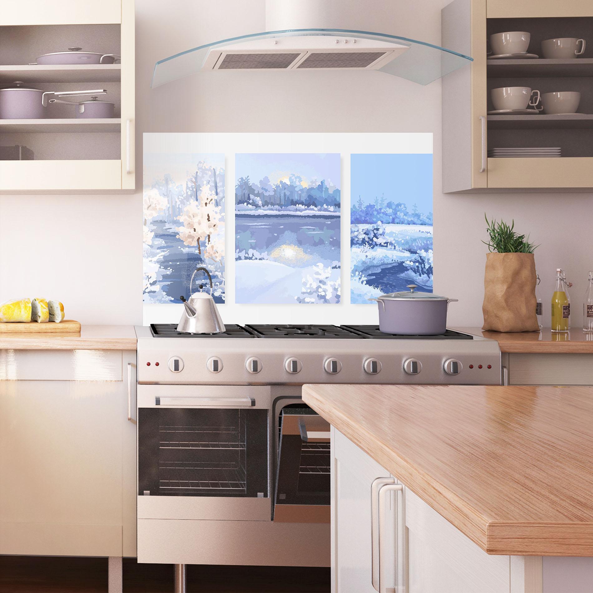 Стъклен панел за кухня Winter_landscape_with_forest_and_field_vector_illustration14 mockup 1