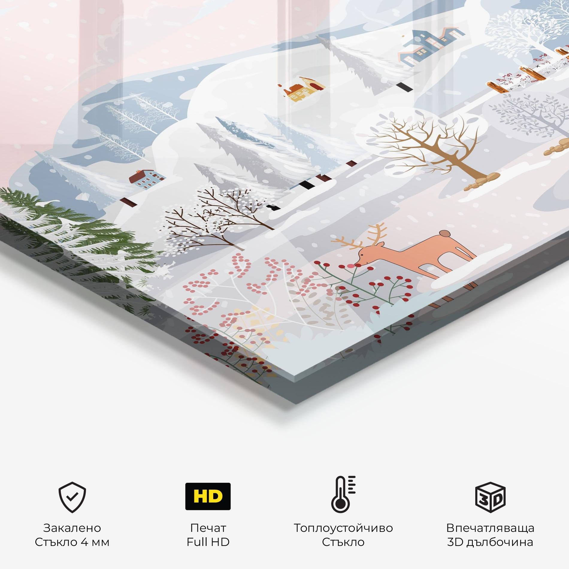Стъклен панел за кухня Pink Sky Winter mockup 2