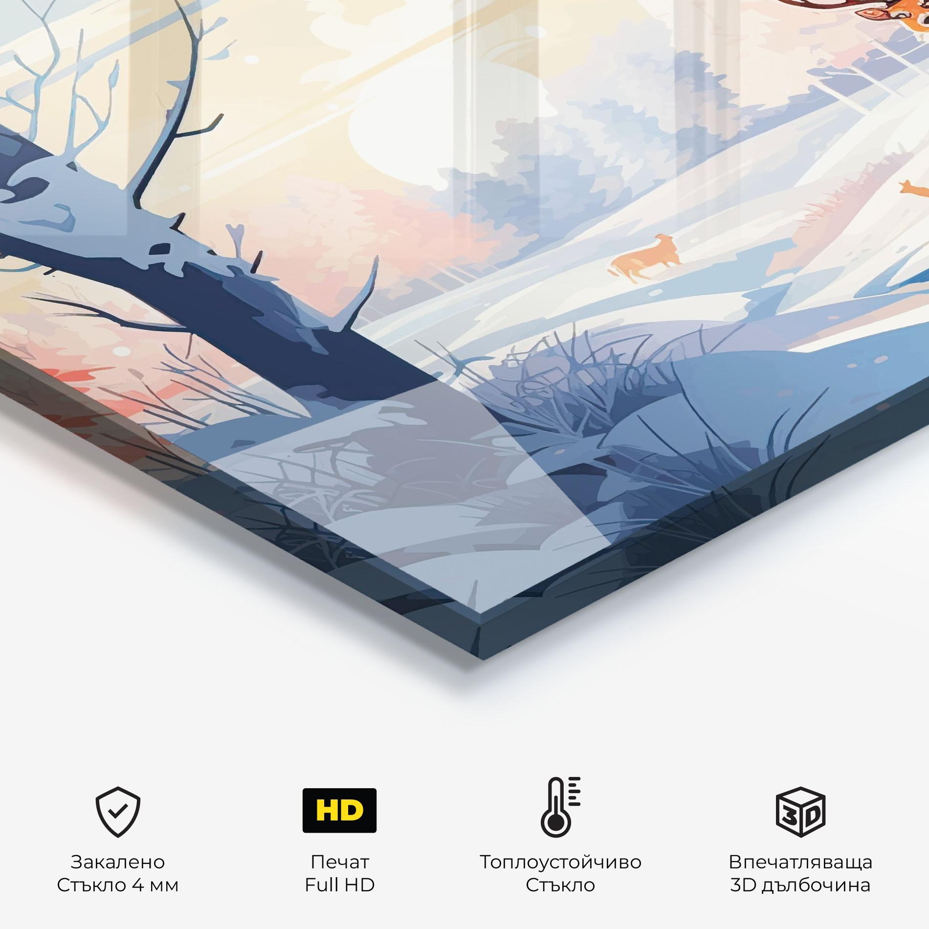 Стъклен панел за кухня Winter Deer Art mockup 2