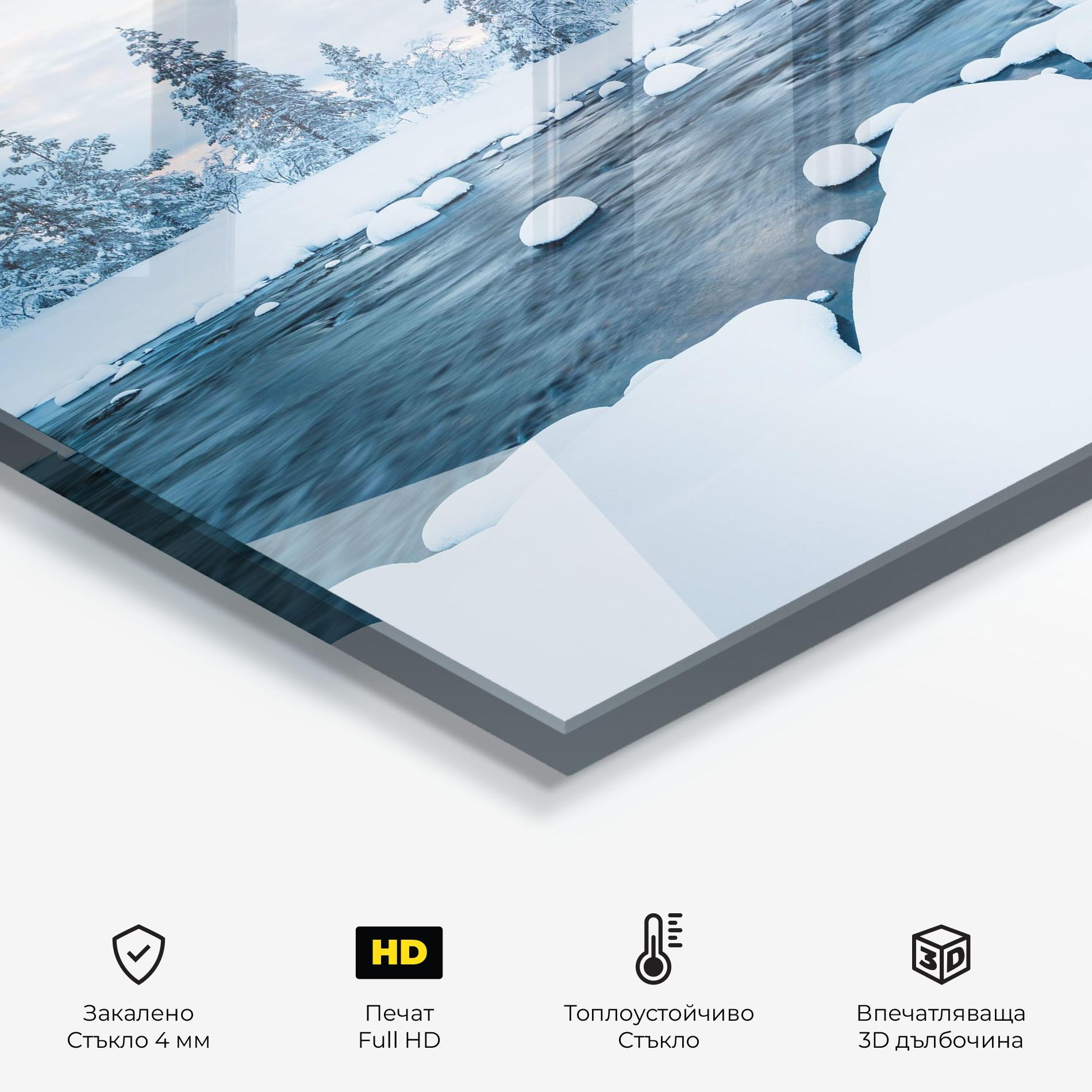 Стъклен панел за кухня Winter River mockup 2