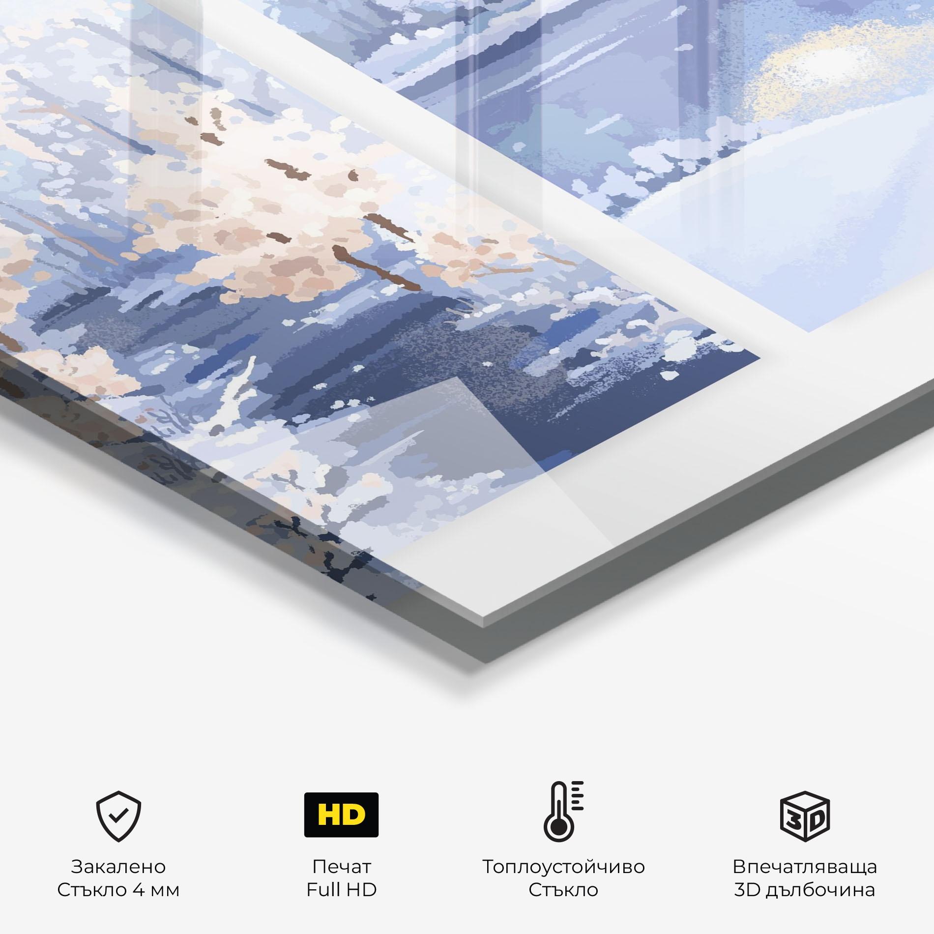 Стъклен панел за кухня Winter_landscape_with_forest_and_field_vector_illustration14 mockup 2