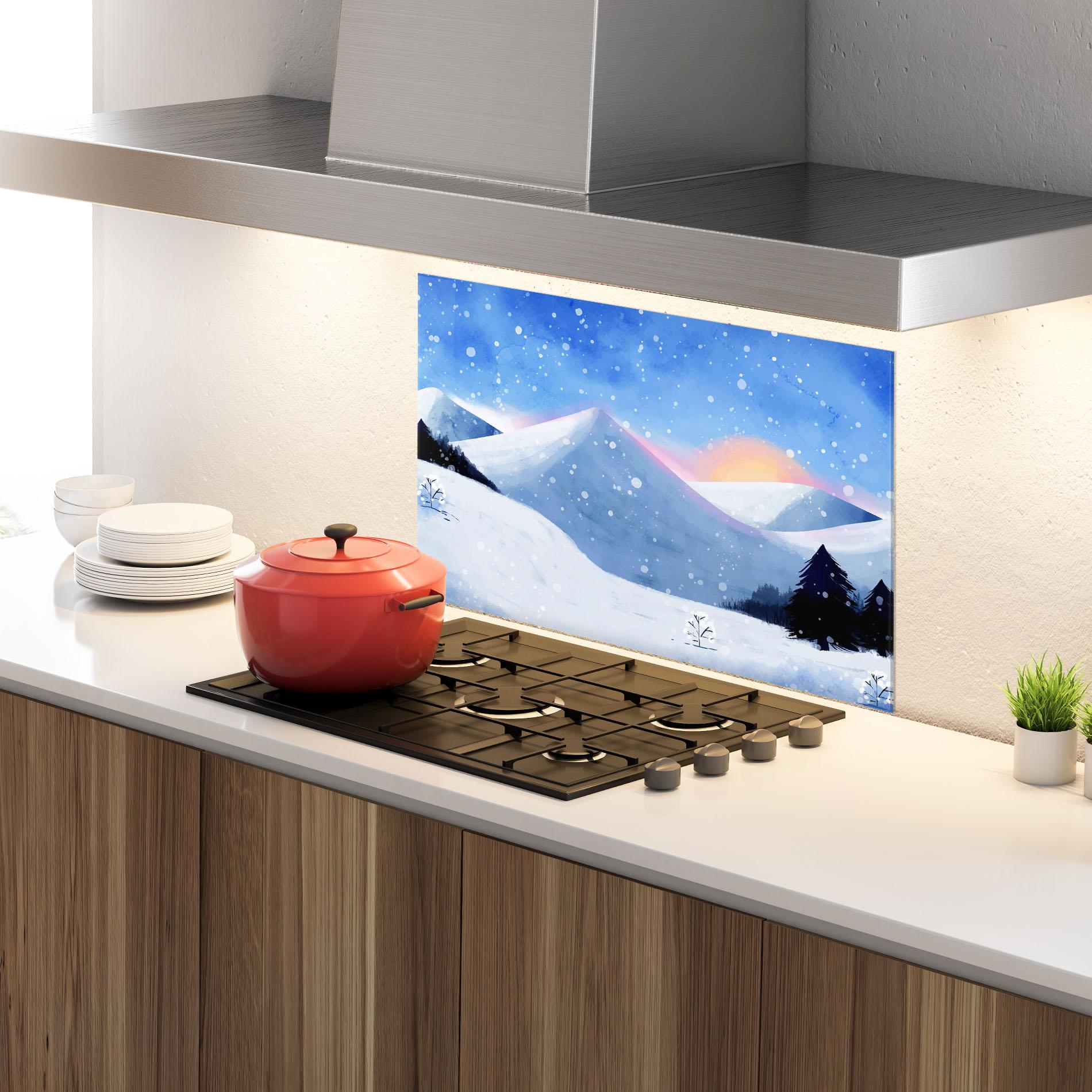 Стъклен панел за кухня Mountain Snow Art mockup 4