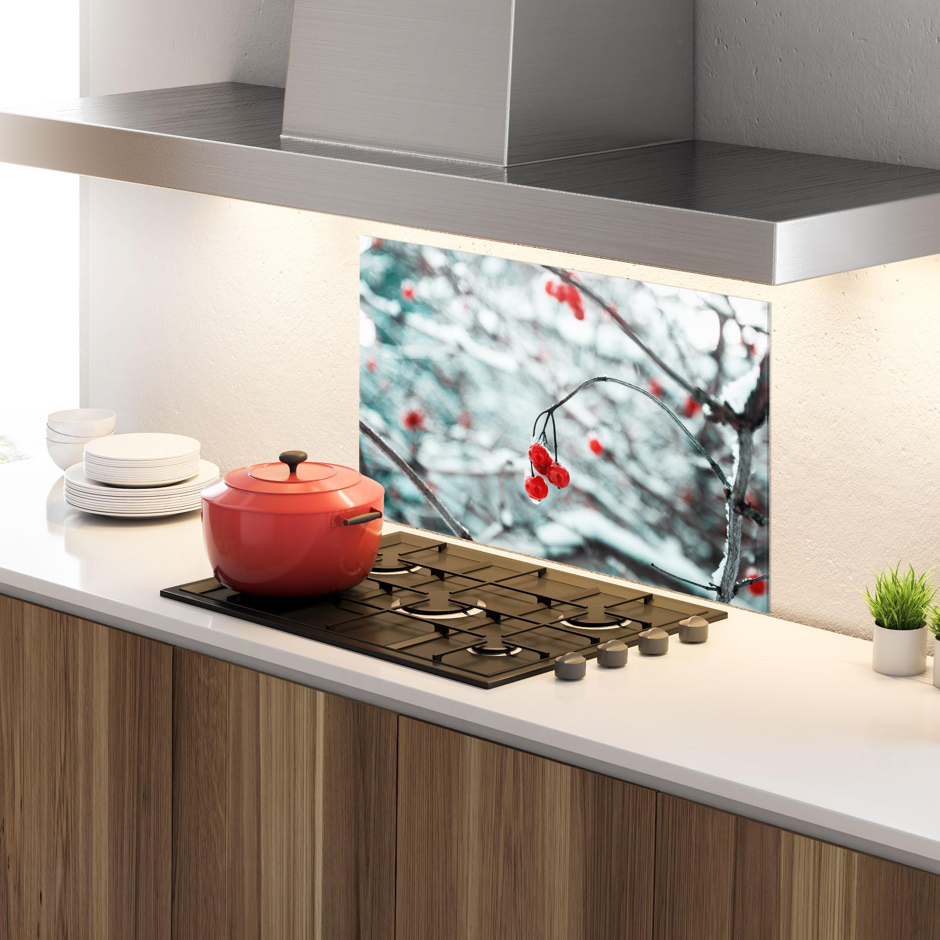 Стъклен панел за кухня Snow Red Fruits mockup 4
