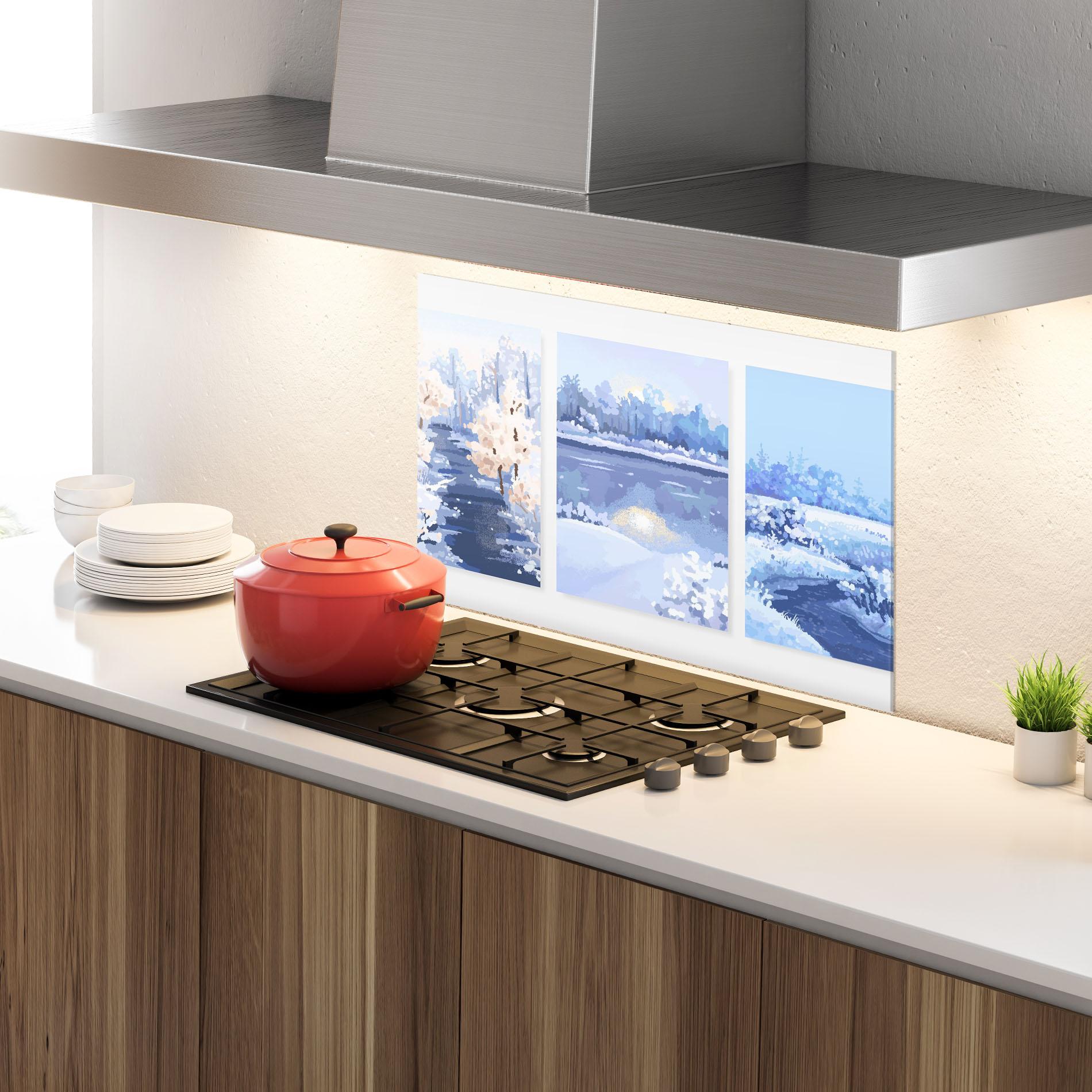 Стъклен панел за кухня Winter_landscape_with_forest_and_field_vector_illustration14 mockup 4