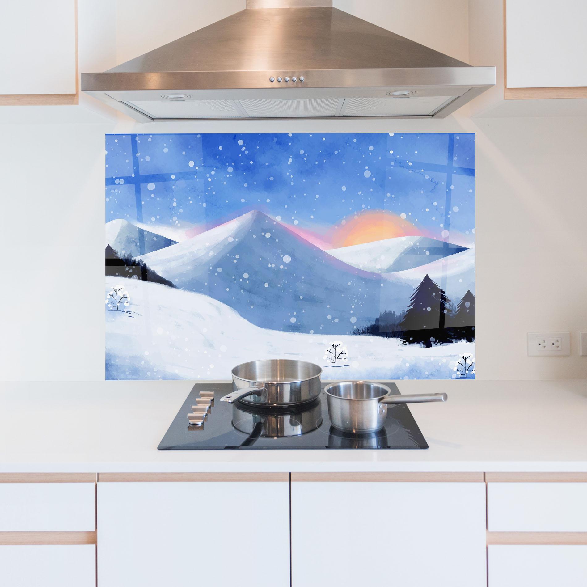 Стъклен панел за кухня Mountain Snow Art mockup 5