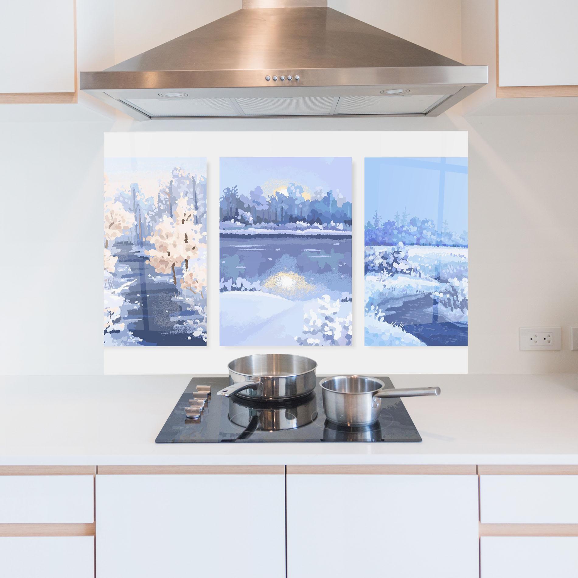 Стъклен панел за кухня Winter_landscape_with_forest_and_field_vector_illustration14 mockup 5