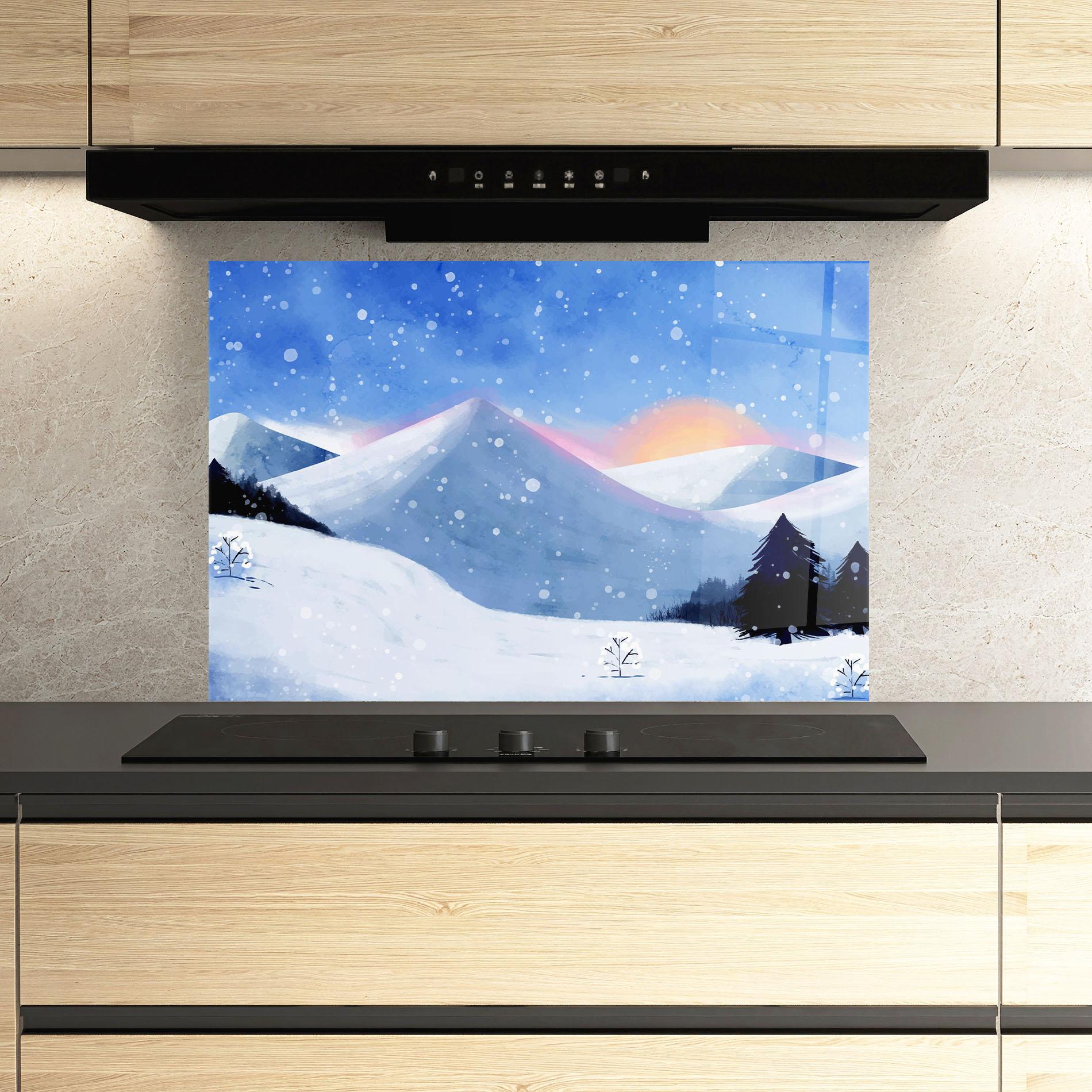 Стъклен панел за кухня Mountain Snow Art mockup 3