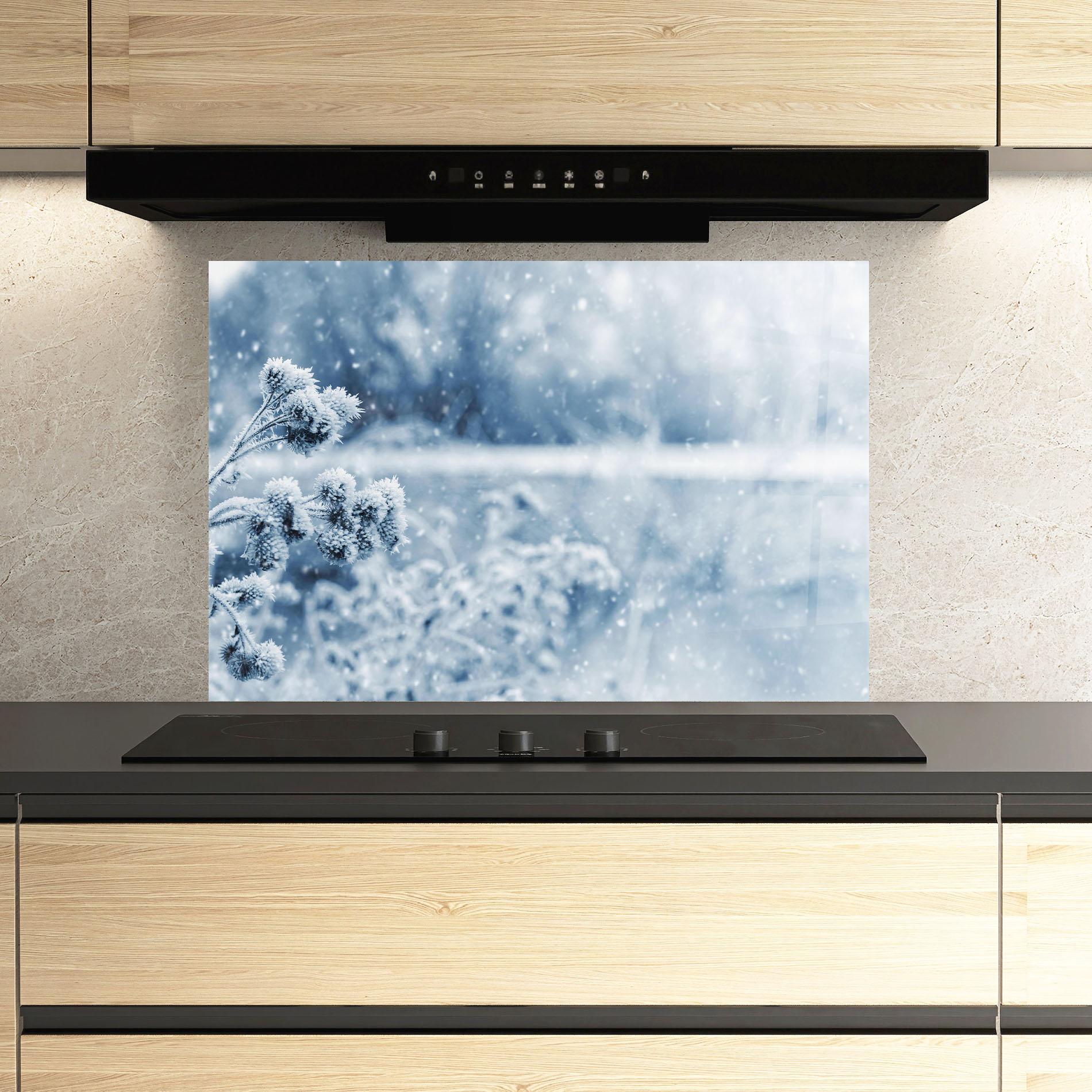 Стъклен панел за кухня Pretty Winter Plants mockup 3