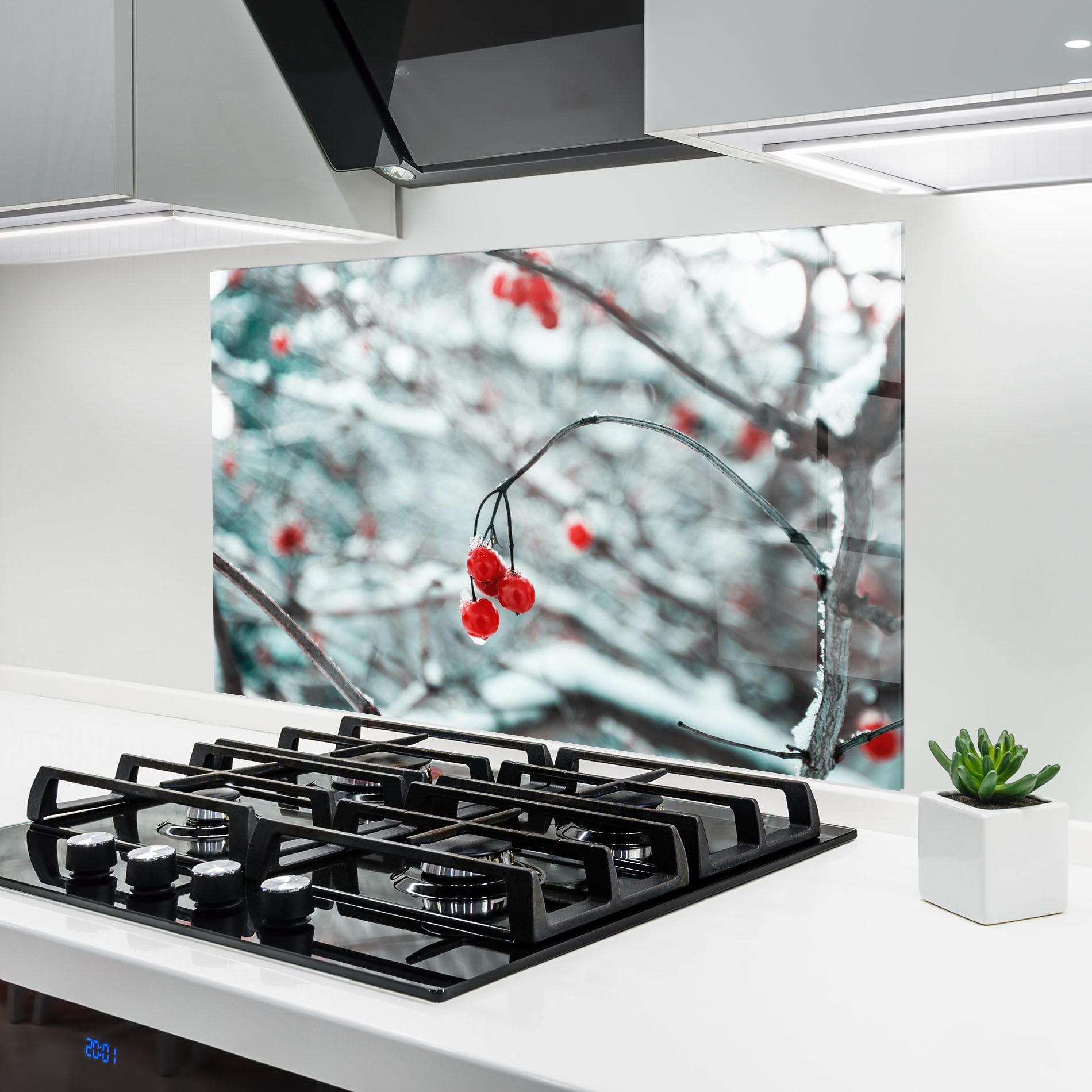 Стъклен панел за кухня Snow Red Fruits mockup 6