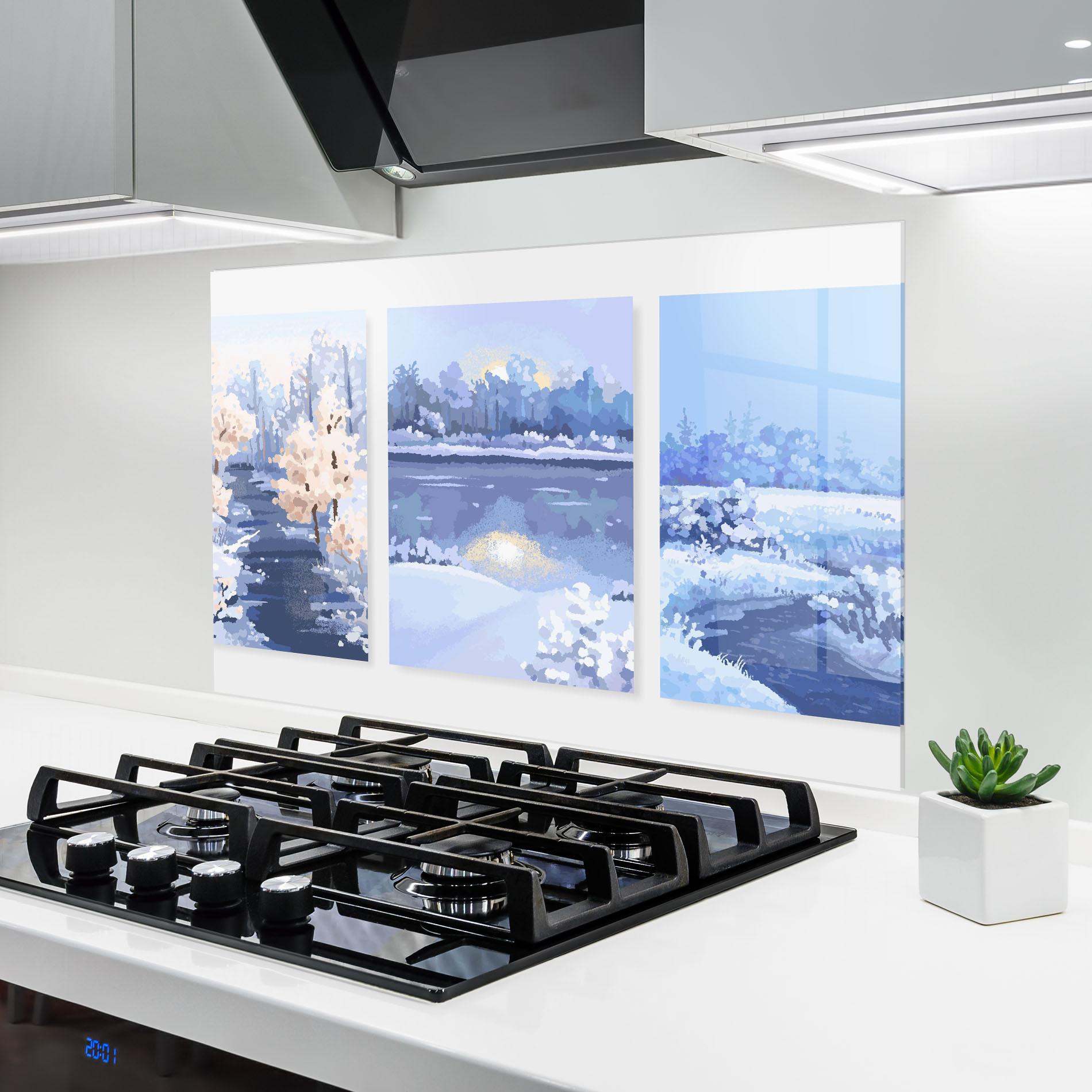 Стъклен панел за кухня Winter_landscape_with_forest_and_field_vector_illustration14 mockup 6