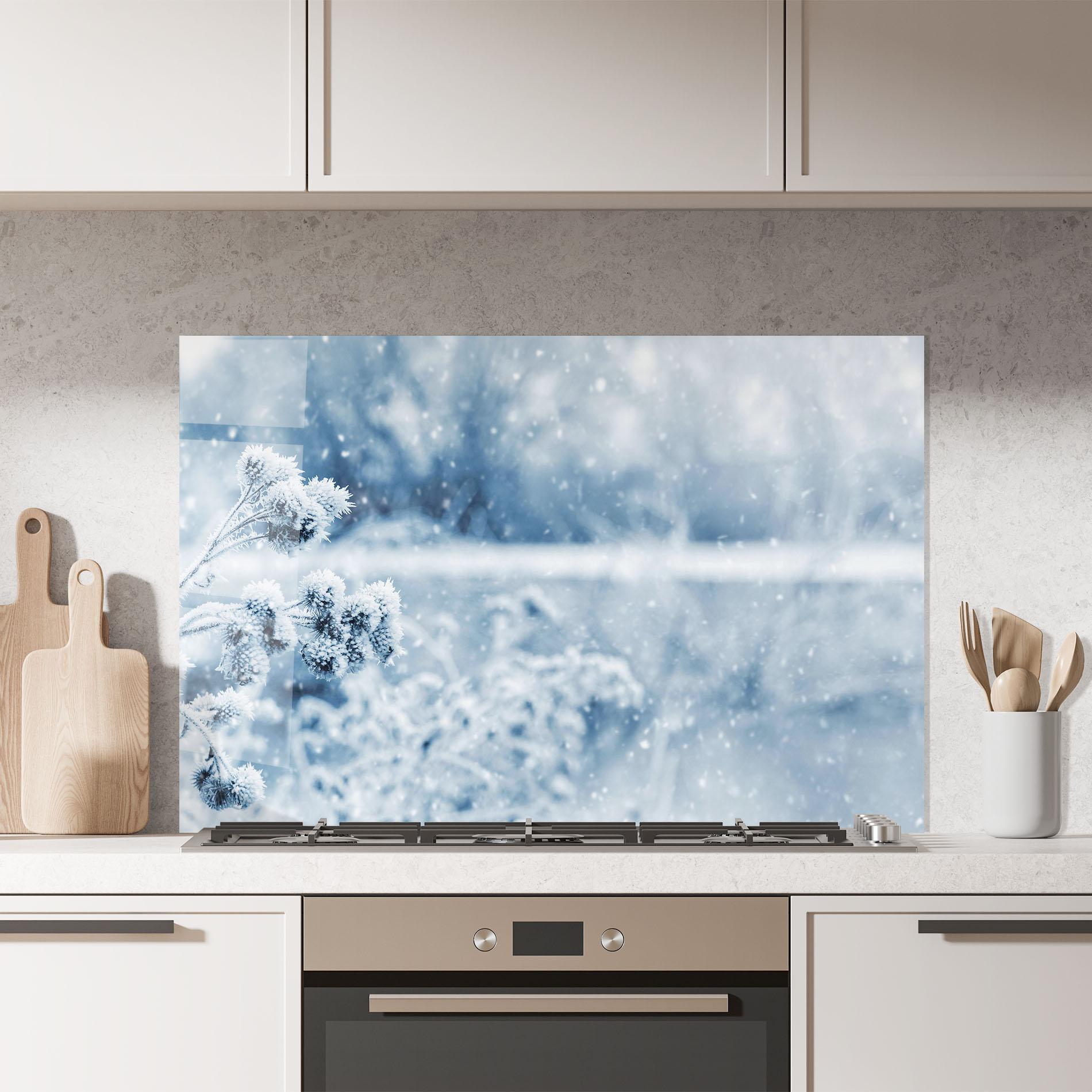 Стъклен панел за кухня Pretty Winter Plants mockup 7