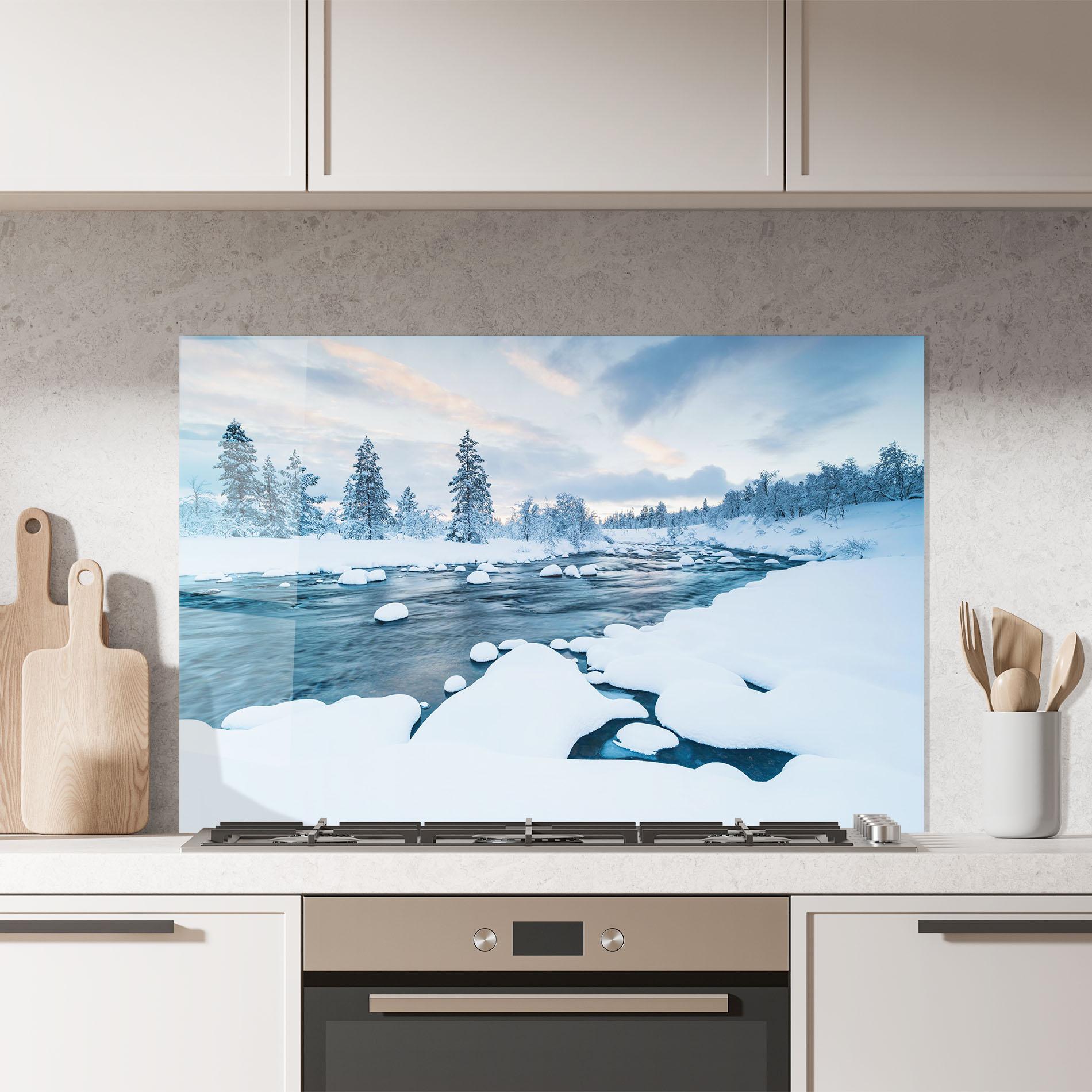 Стъклен панел за кухня Winter River mockup 7