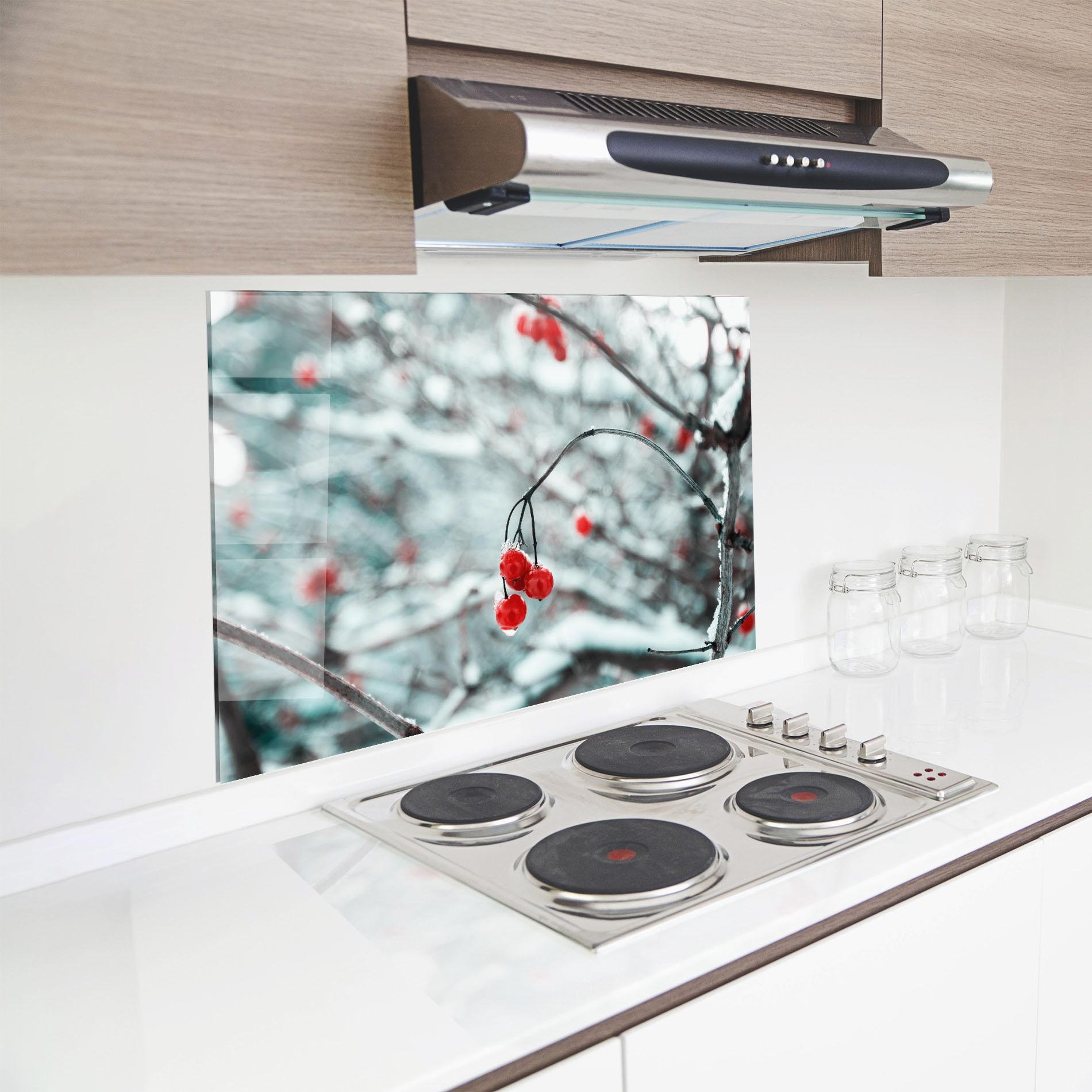 Стъклен панел за кухня Snow Red Fruits mockup 8