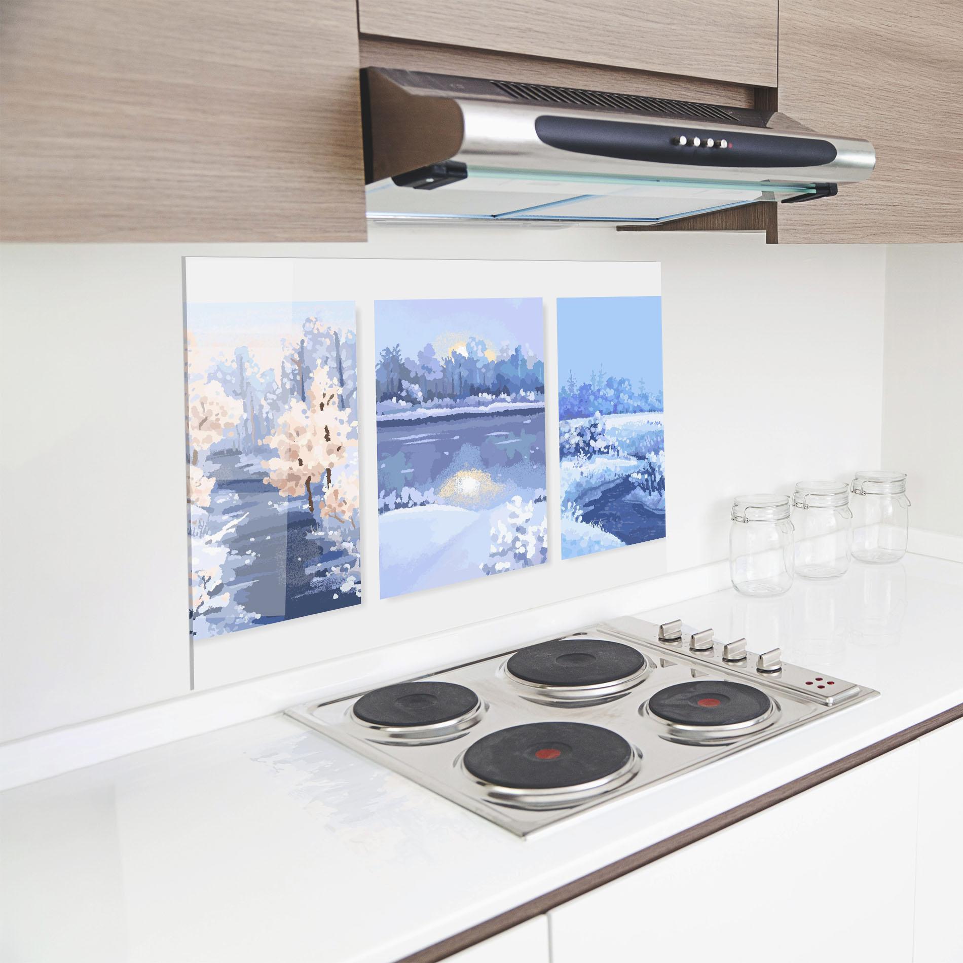 Стъклен панел за кухня Winter_landscape_with_forest_and_field_vector_illustration14 mockup 8