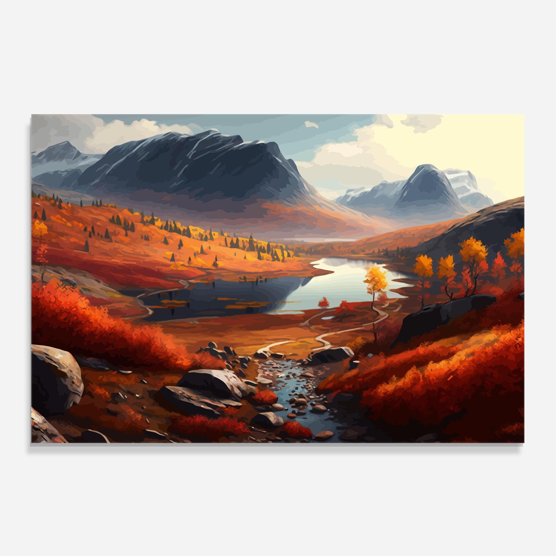 Стъклен панел за кухня Autumn Field Lake mockup 0