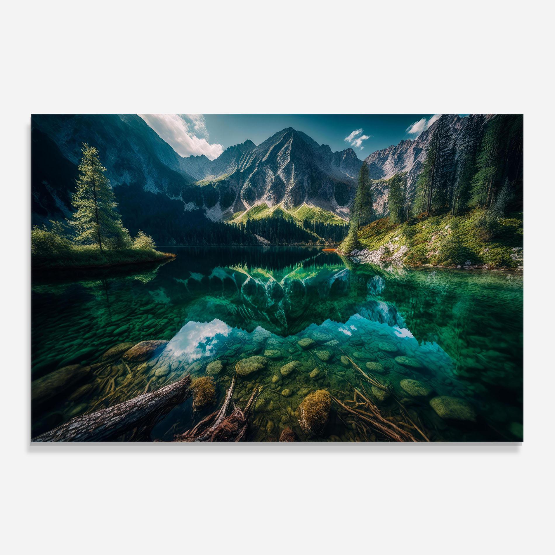 Стъклен панел за кухня Beautiful Lake Mountain mockup 0