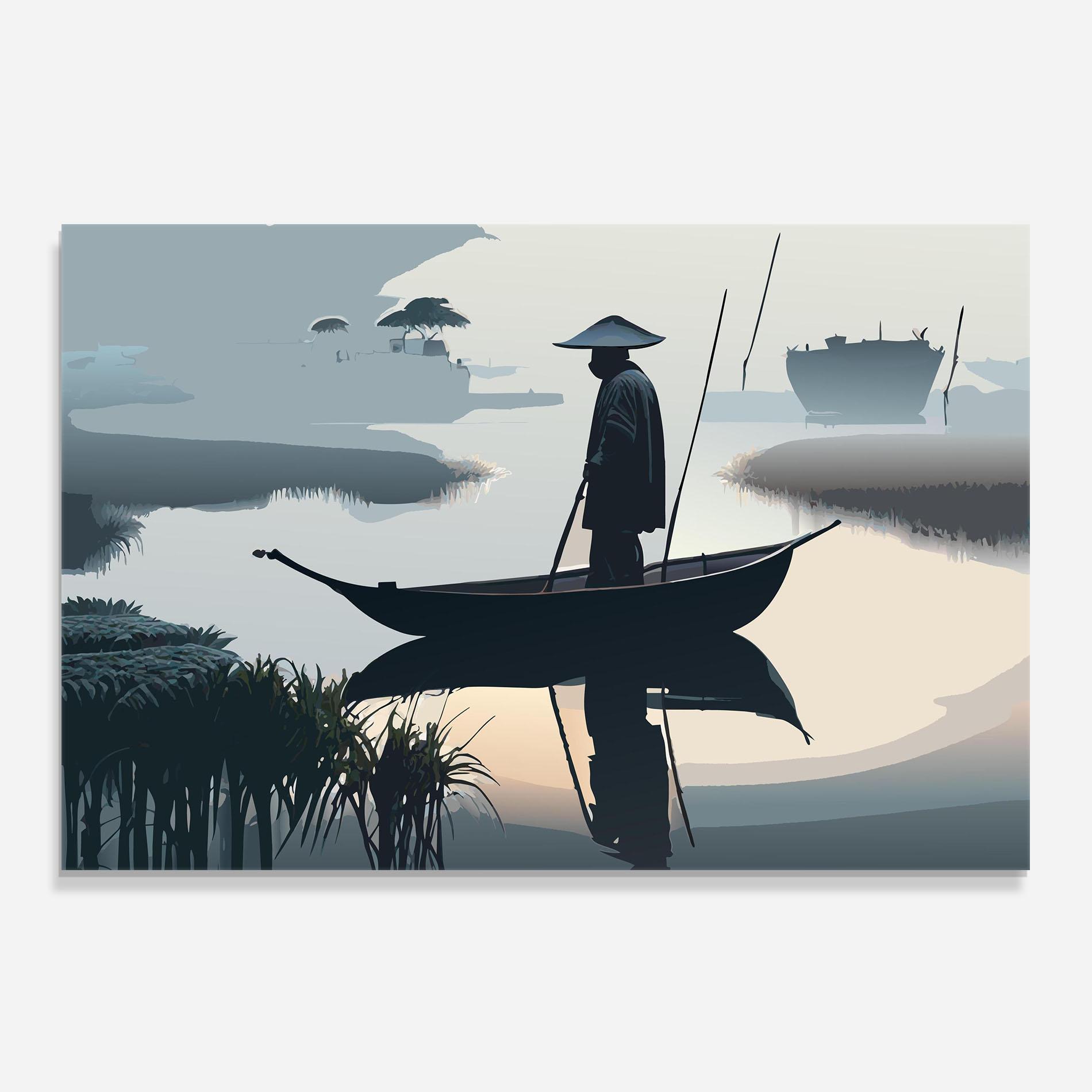 Стъклен панел за кухня Japan Fisherman mockup 0