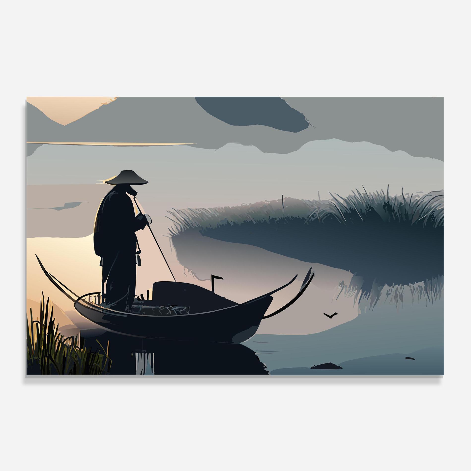 Стъклен панел за кухня Japan Lake Man mockup 0