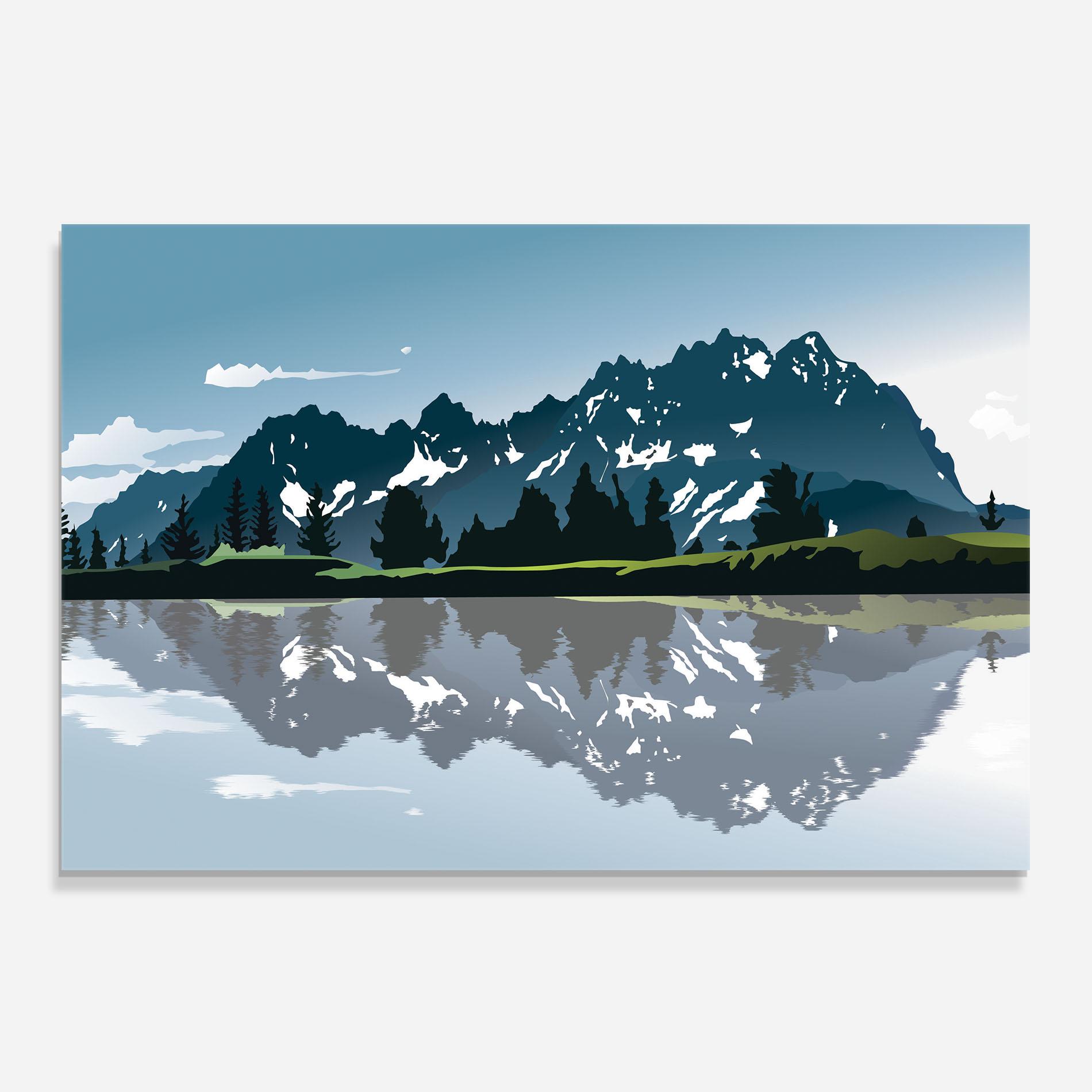 Стъклен панел за кухня Lake Blue Mountain mockup 0
