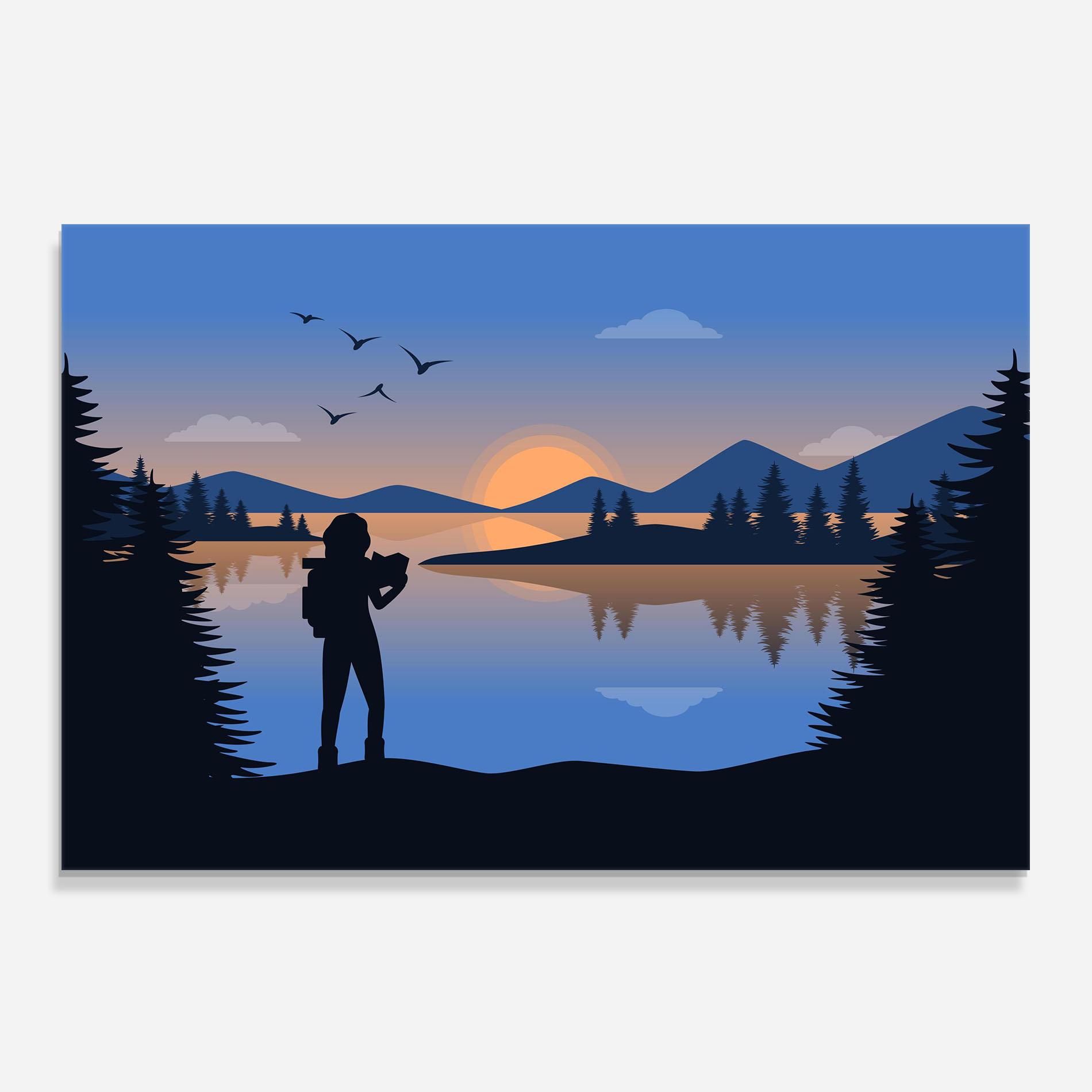 Стъклен панел за кухня Lake Woman View mockup 0