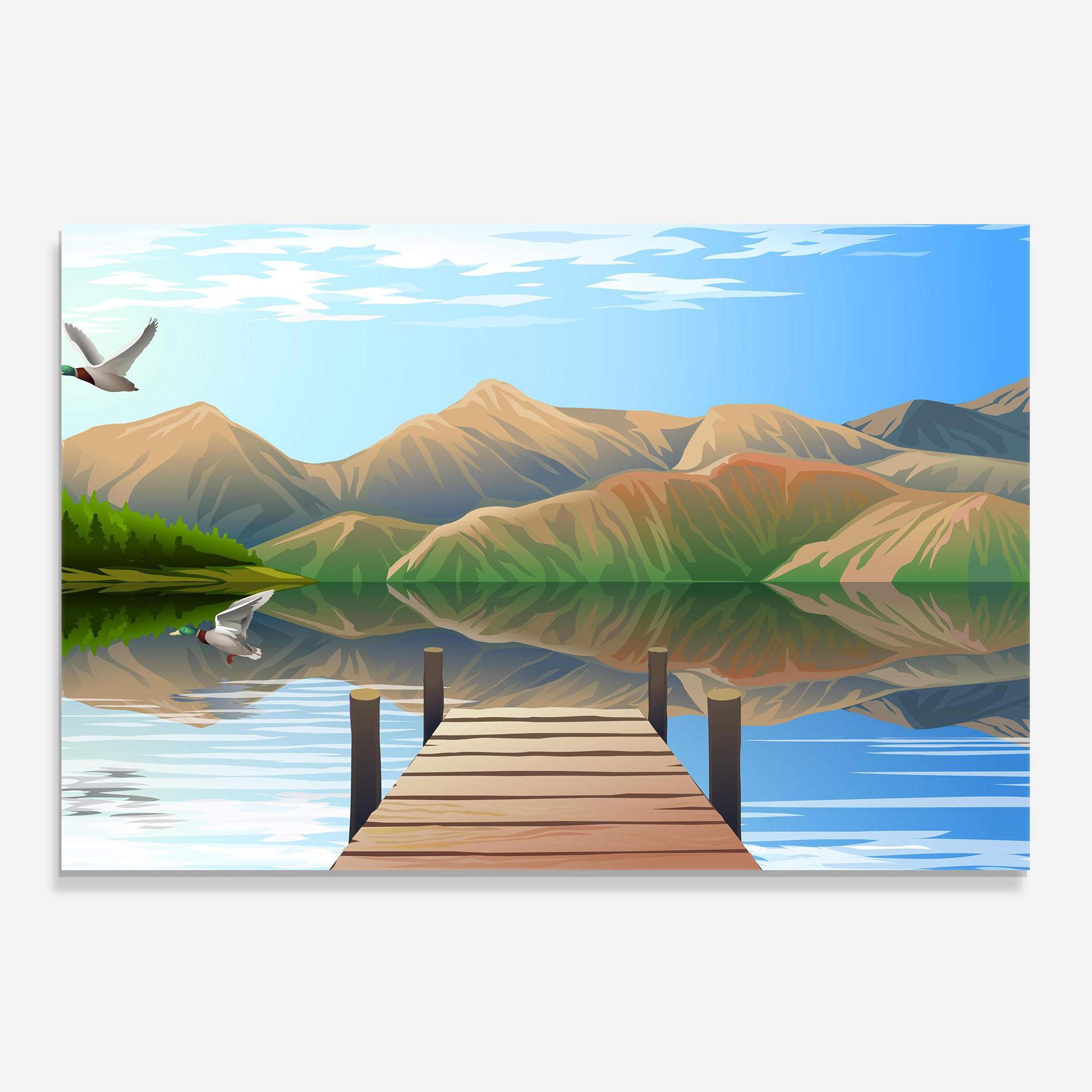 Стъклен панел за кухня Morning Lake mockup 0