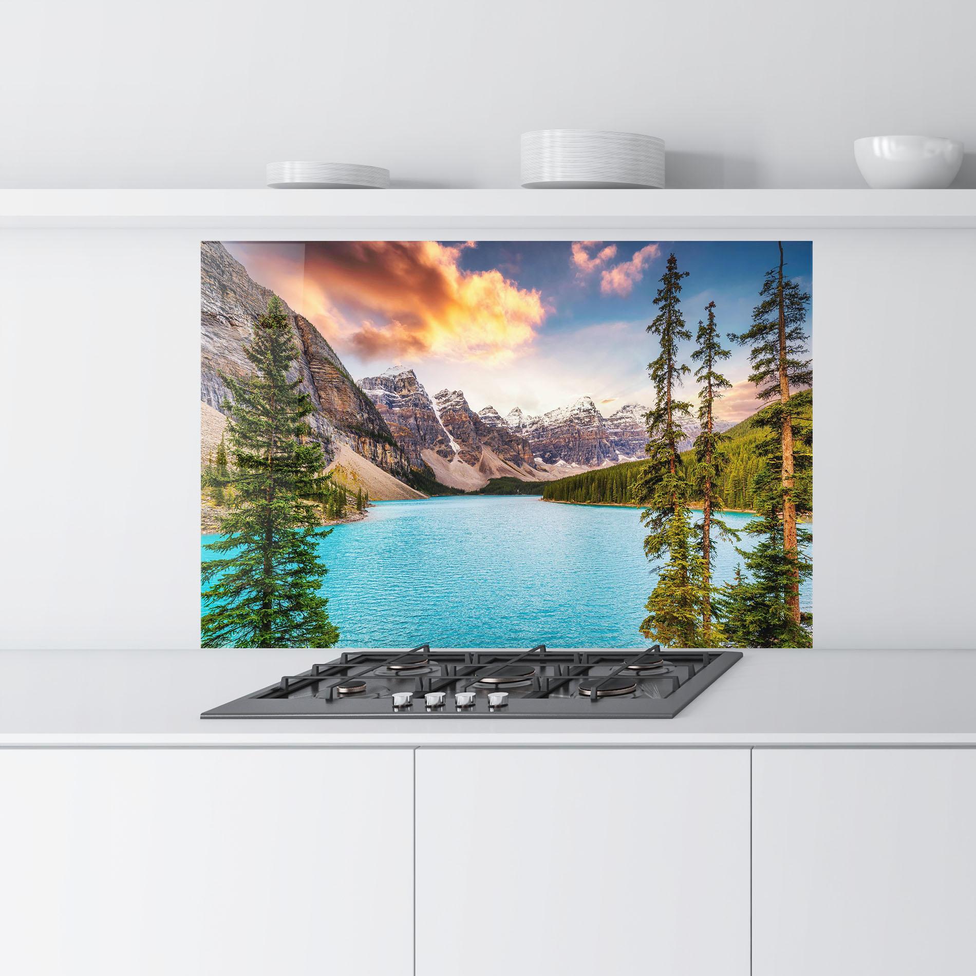 Стъклен панел за кухня Blue Magic Lake mockup 9