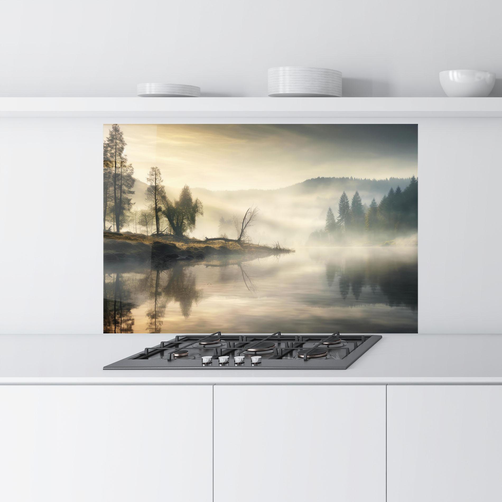 Стъклен панел за кухня Foggy Morning mockup 9