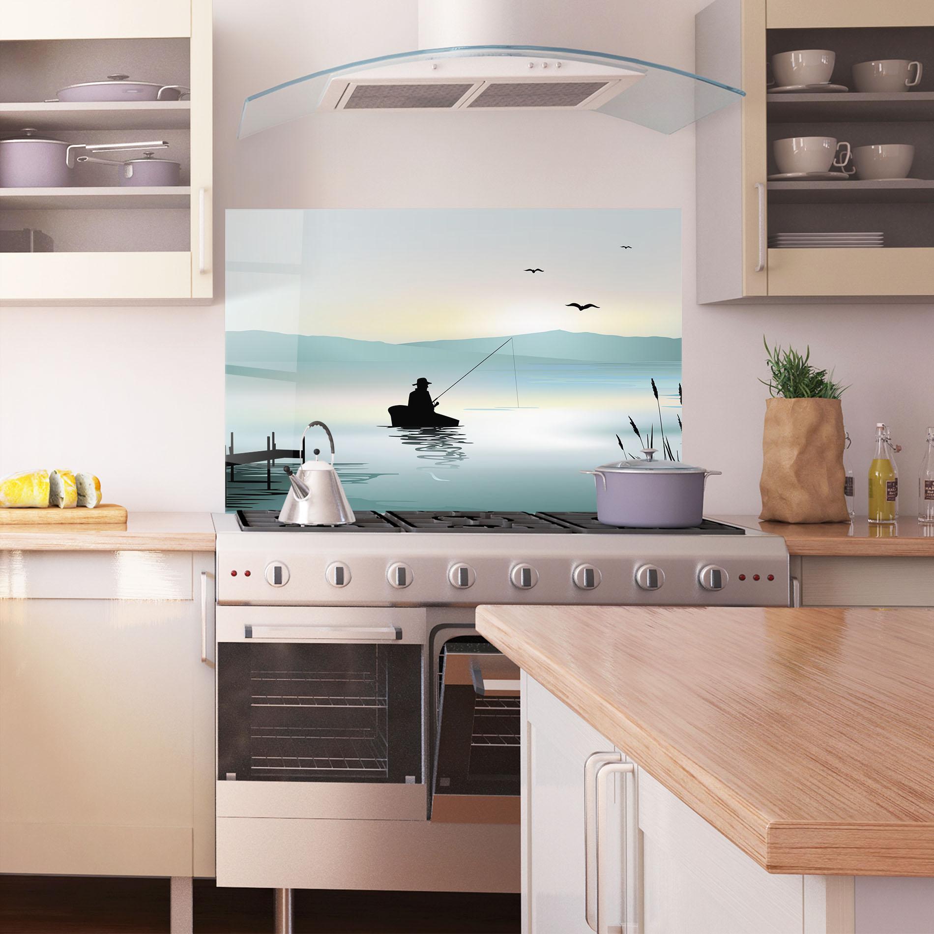 Стъклен панел за кухня Fishman Lake View mockup 1