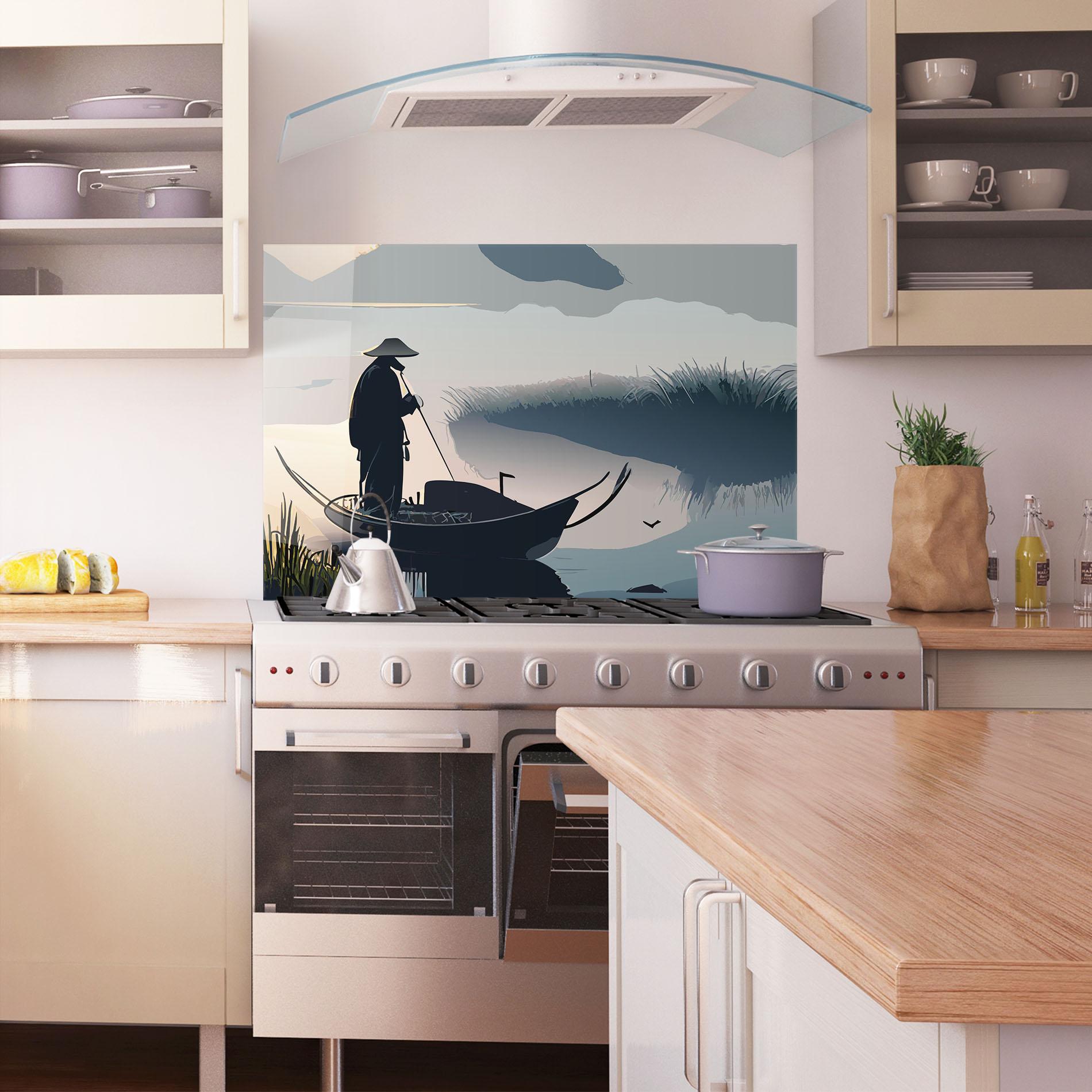 Стъклен панел за кухня Japan Lake Man mockup 1