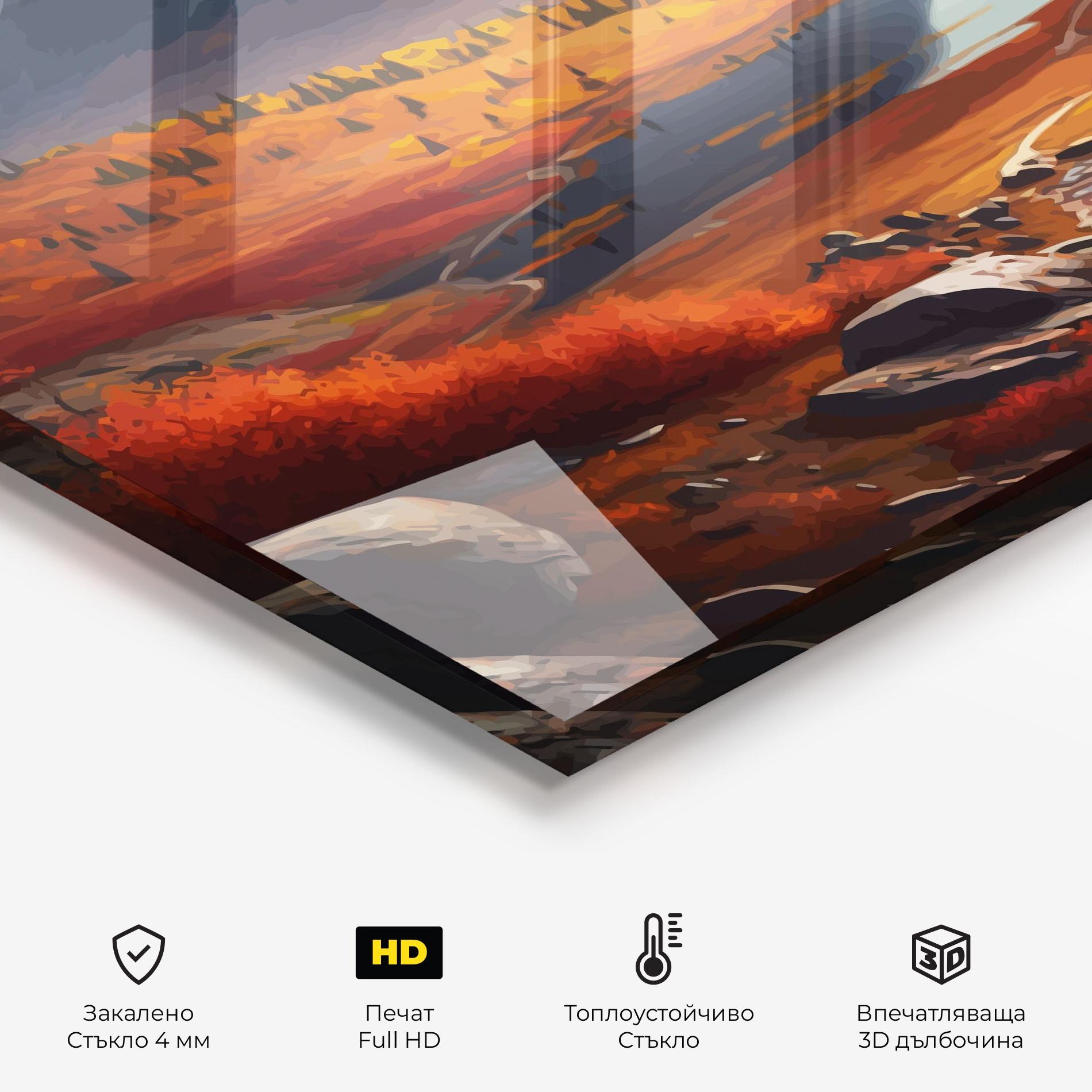 Стъклен панел за кухня Autumn Field Lake mockup 2