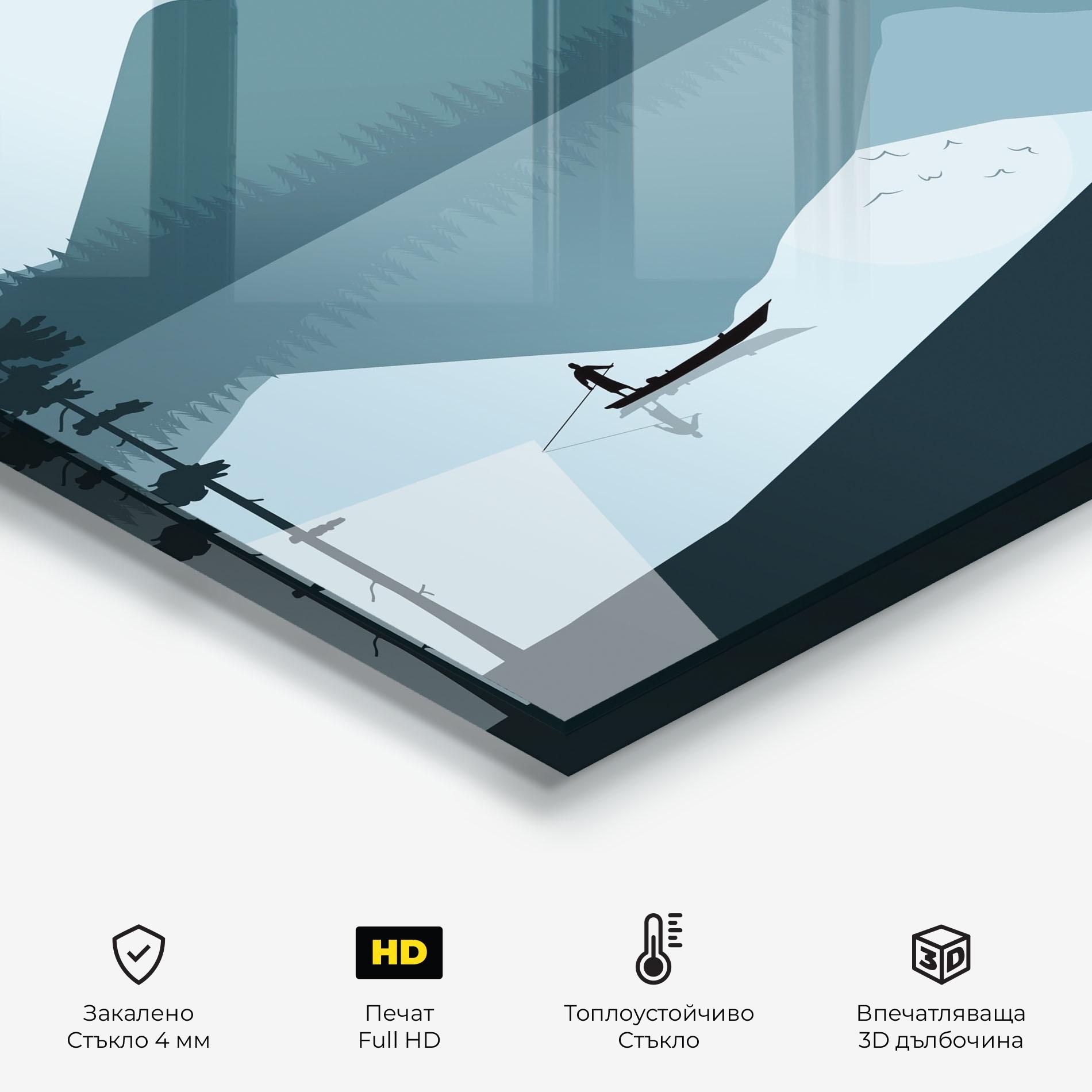 Стъклен панел за кухня Blue Light Lake mockup 2