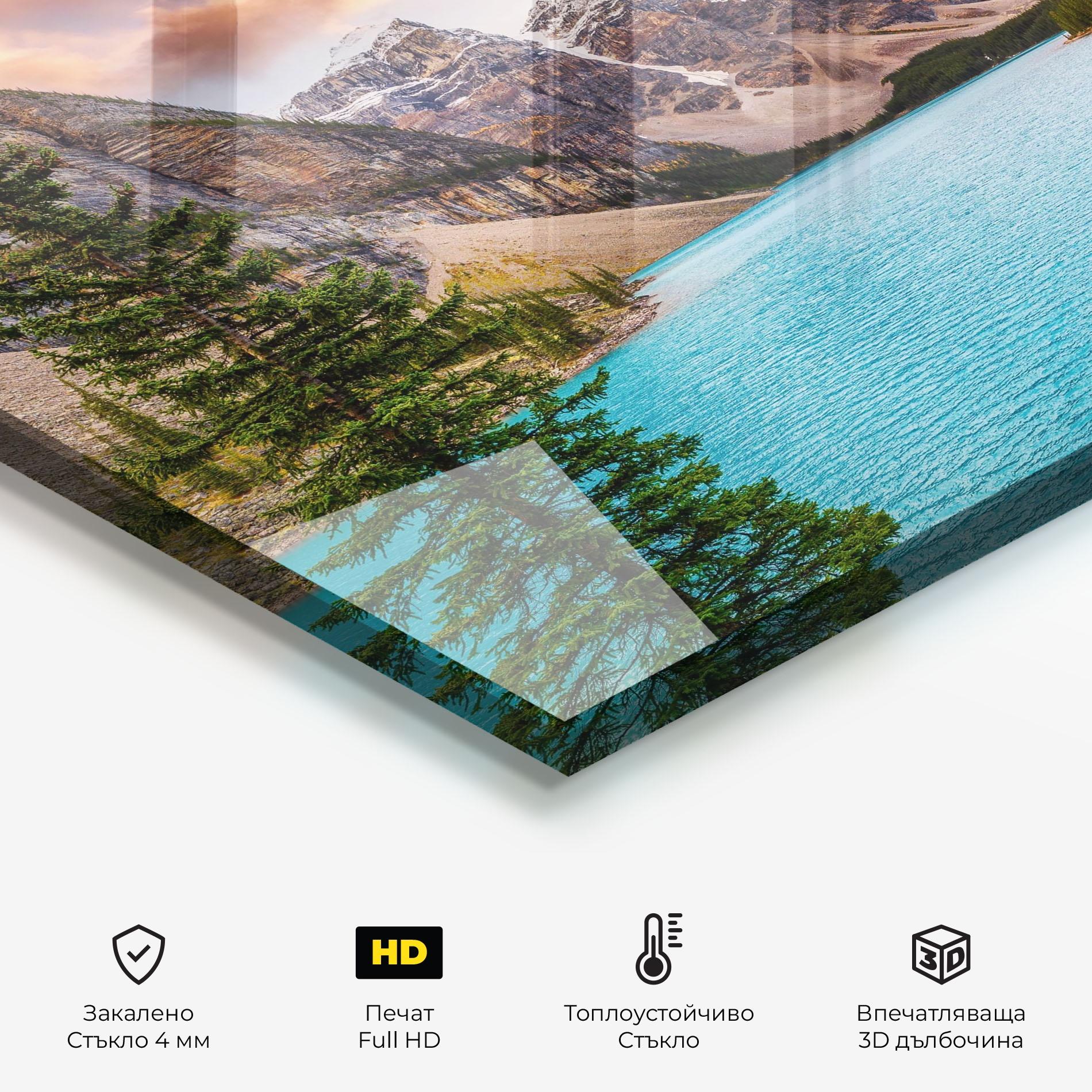 Стъклен панел за кухня Blue Magic Lake mockup 2