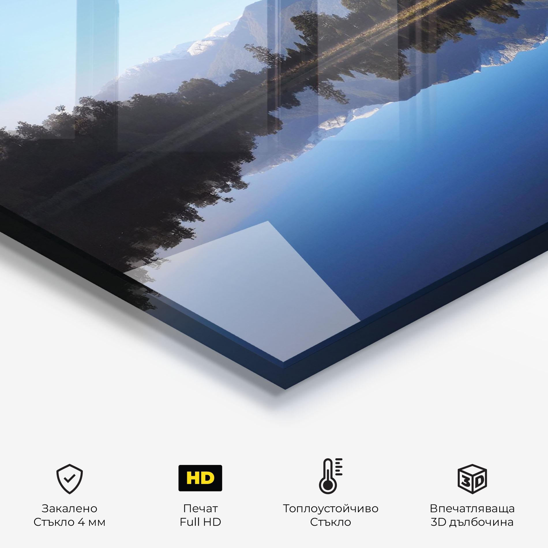 Стъклен панел за кухня Forest View Lake mockup 2