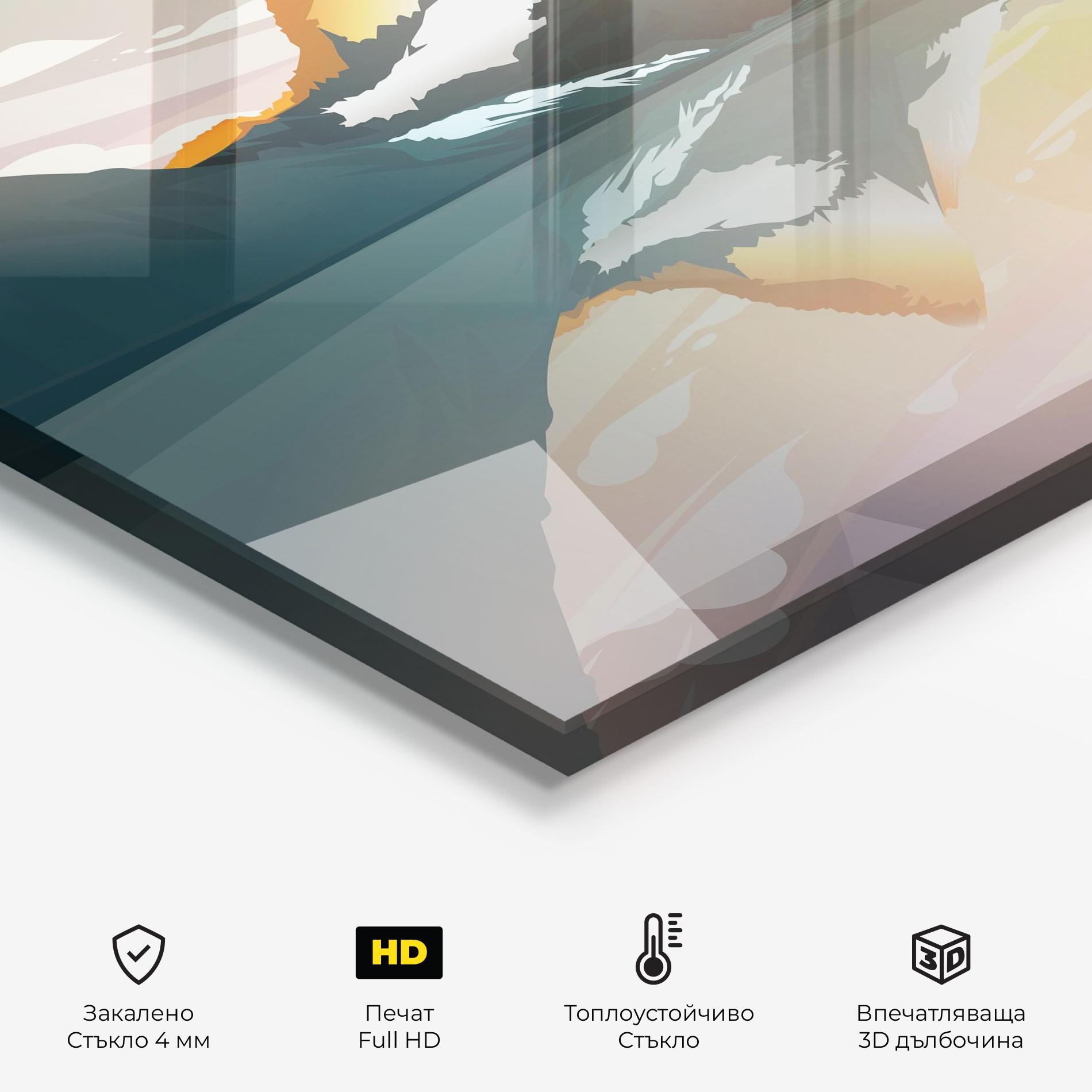 Стъклен панел за кухня Green Mountain Lake mockup 2