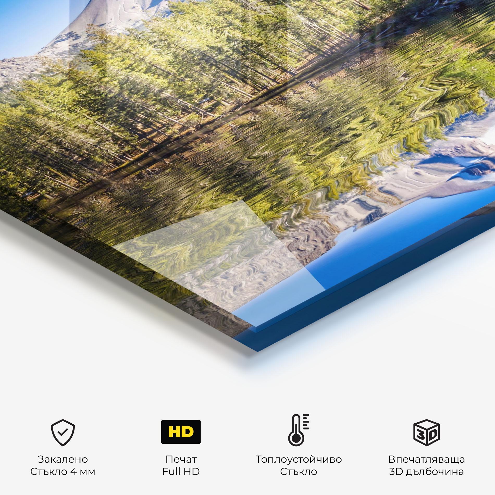 Стъклен панел за кухня Green Tree Lake mockup 2