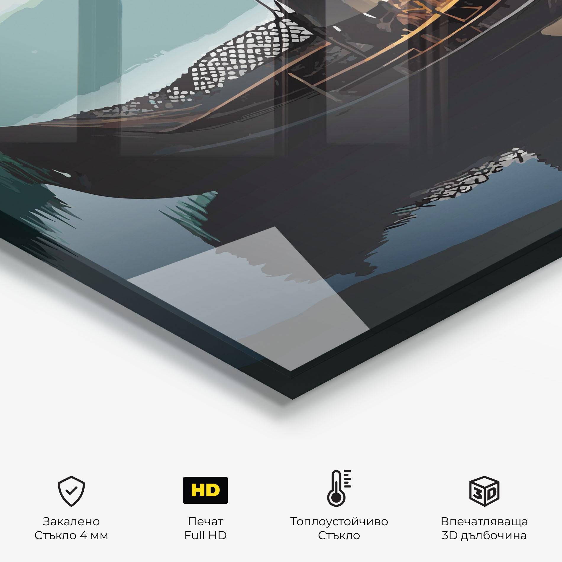 Стъклен панел за кухня Japan Man Lake mockup 2