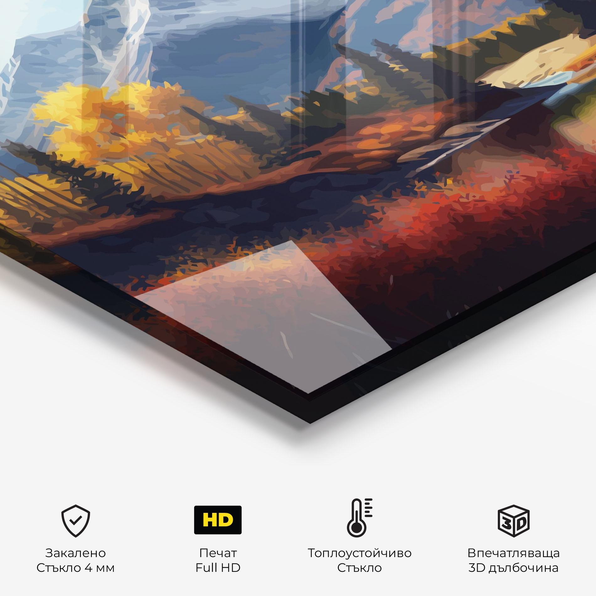 Стъклен панел за кухня Lake Autumn View mockup 2