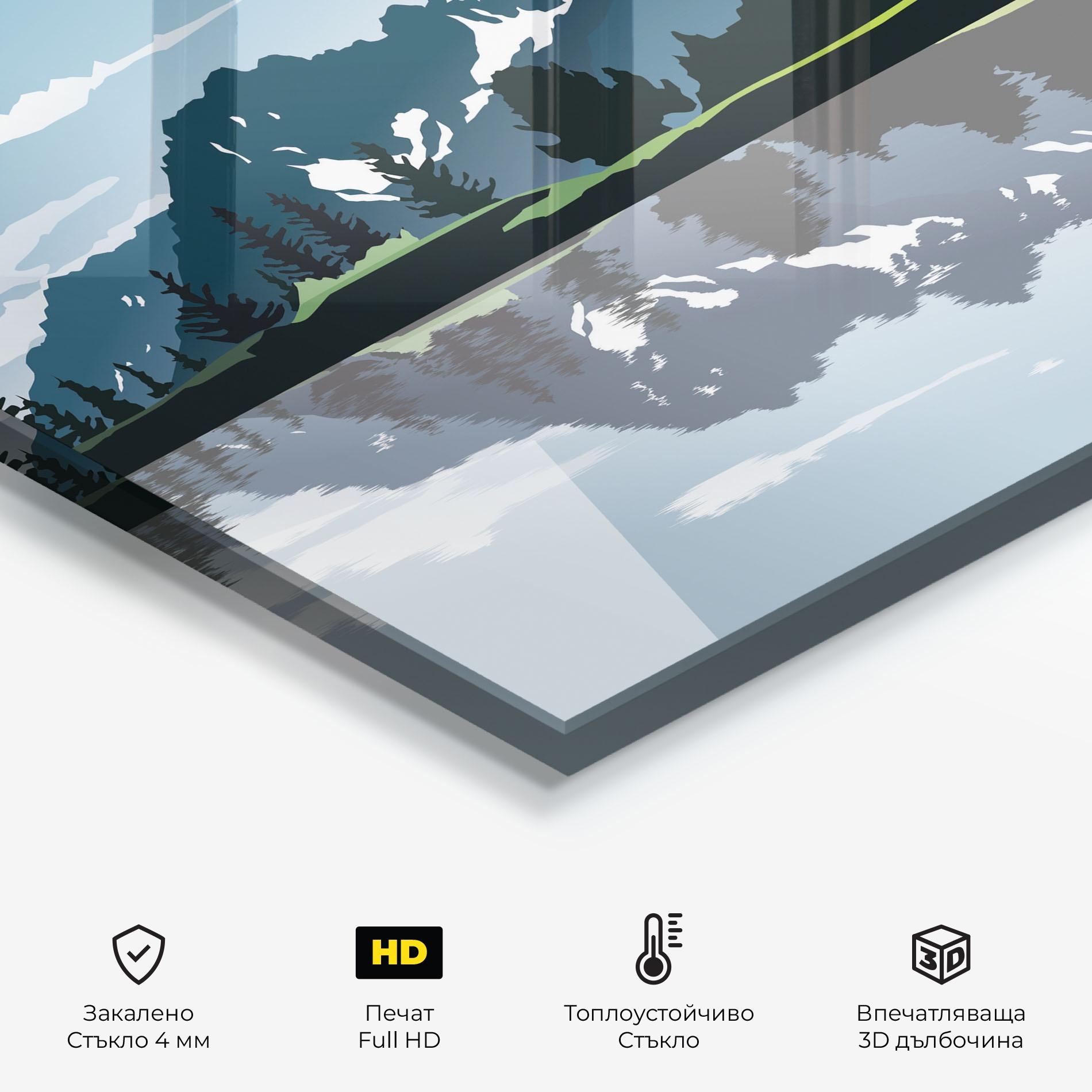 Стъклен панел за кухня Lake Blue Mountain mockup 2