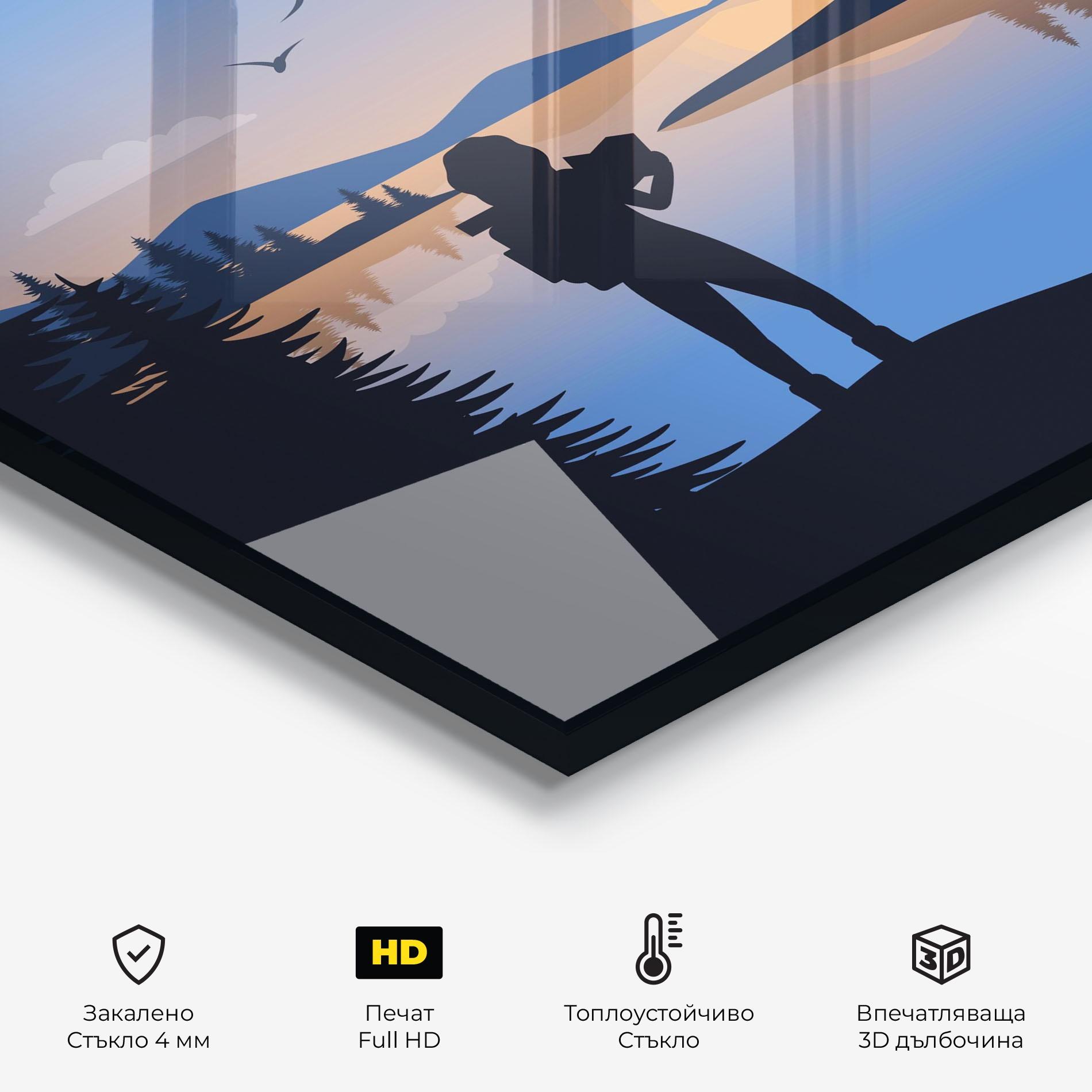 Стъклен панел за кухня Lake Woman View mockup 2